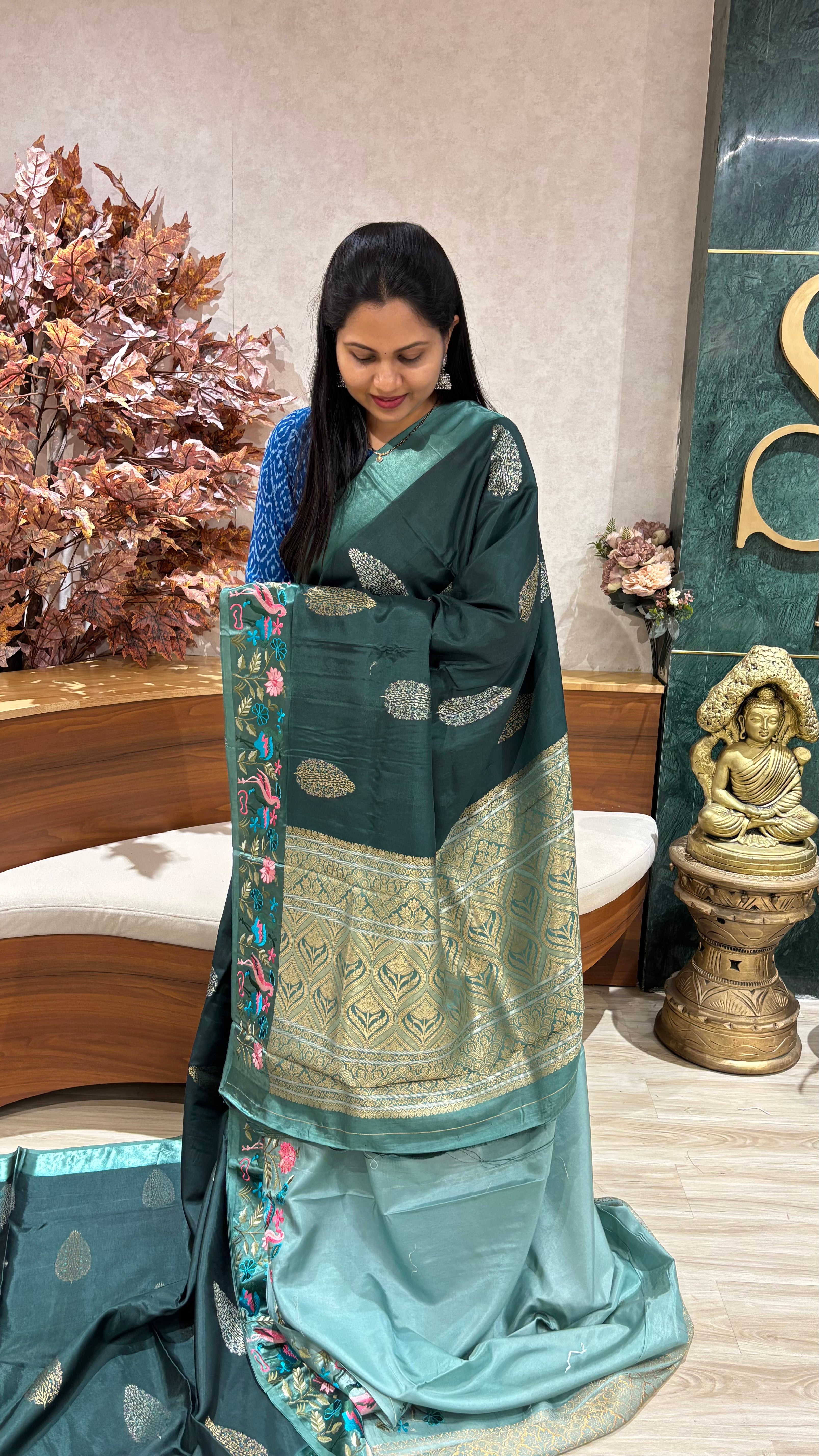 Russian silk mashru work borders