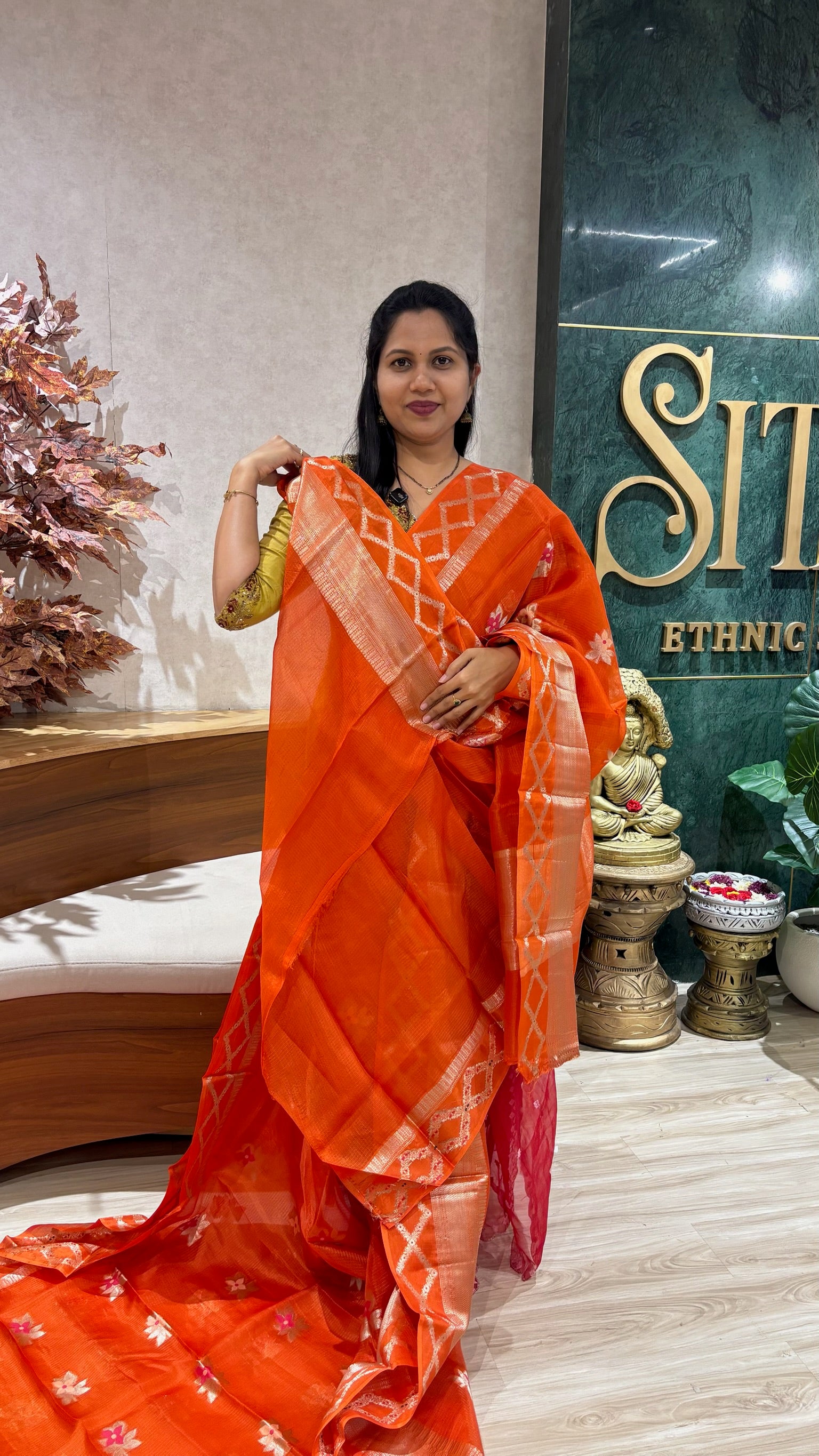 kota silk weaving orange