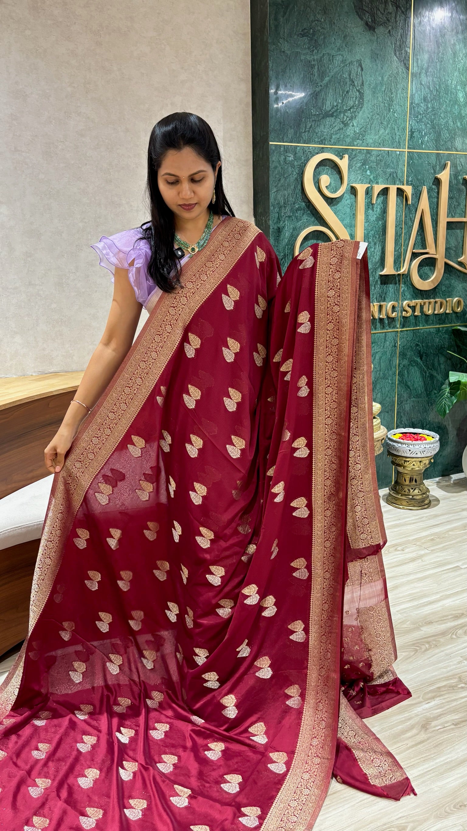 Pure georgette maroon