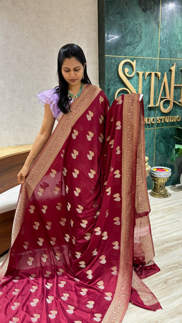 Pure georgette maroon