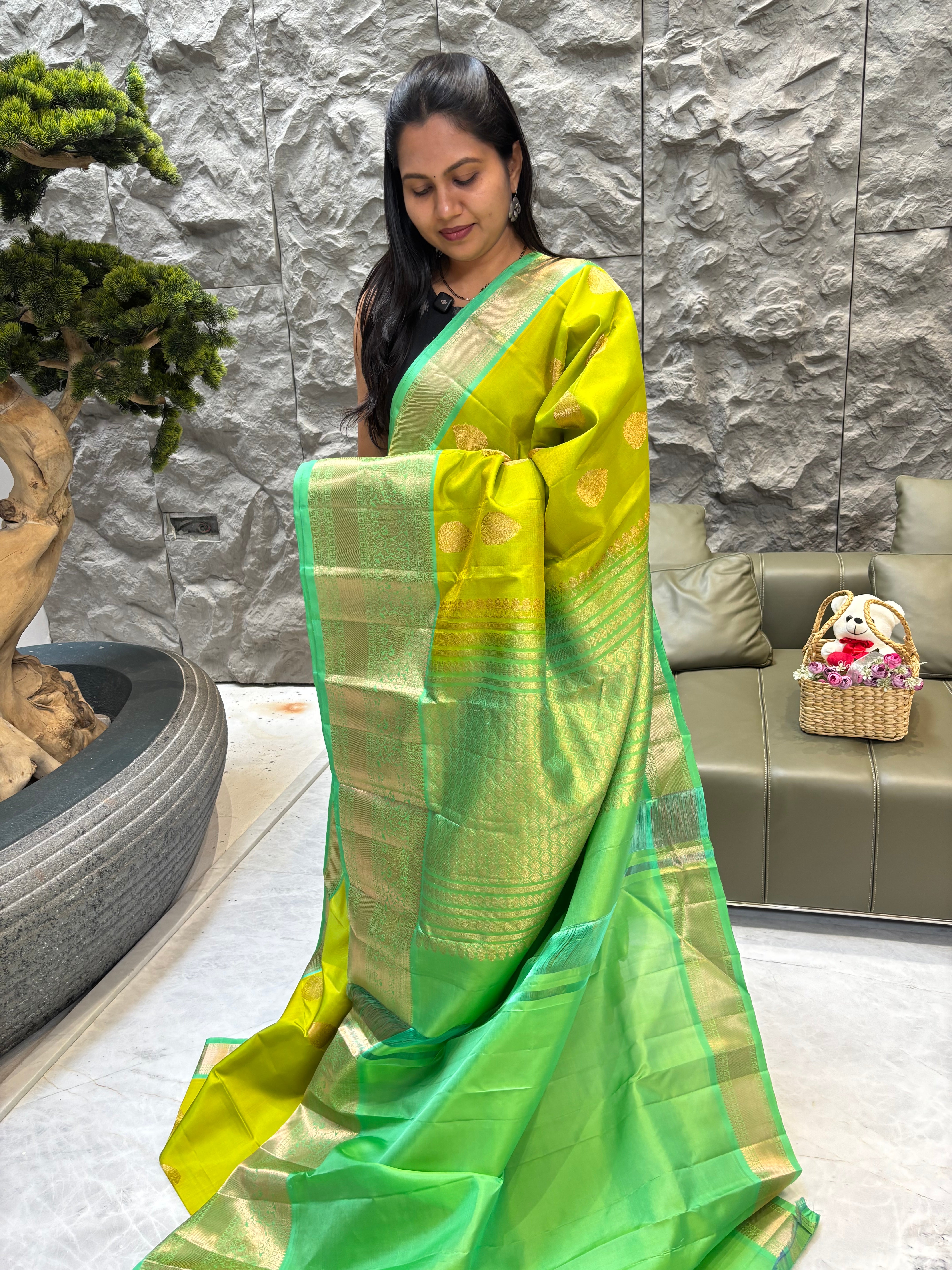 Kanchipattu parrot green -sea green