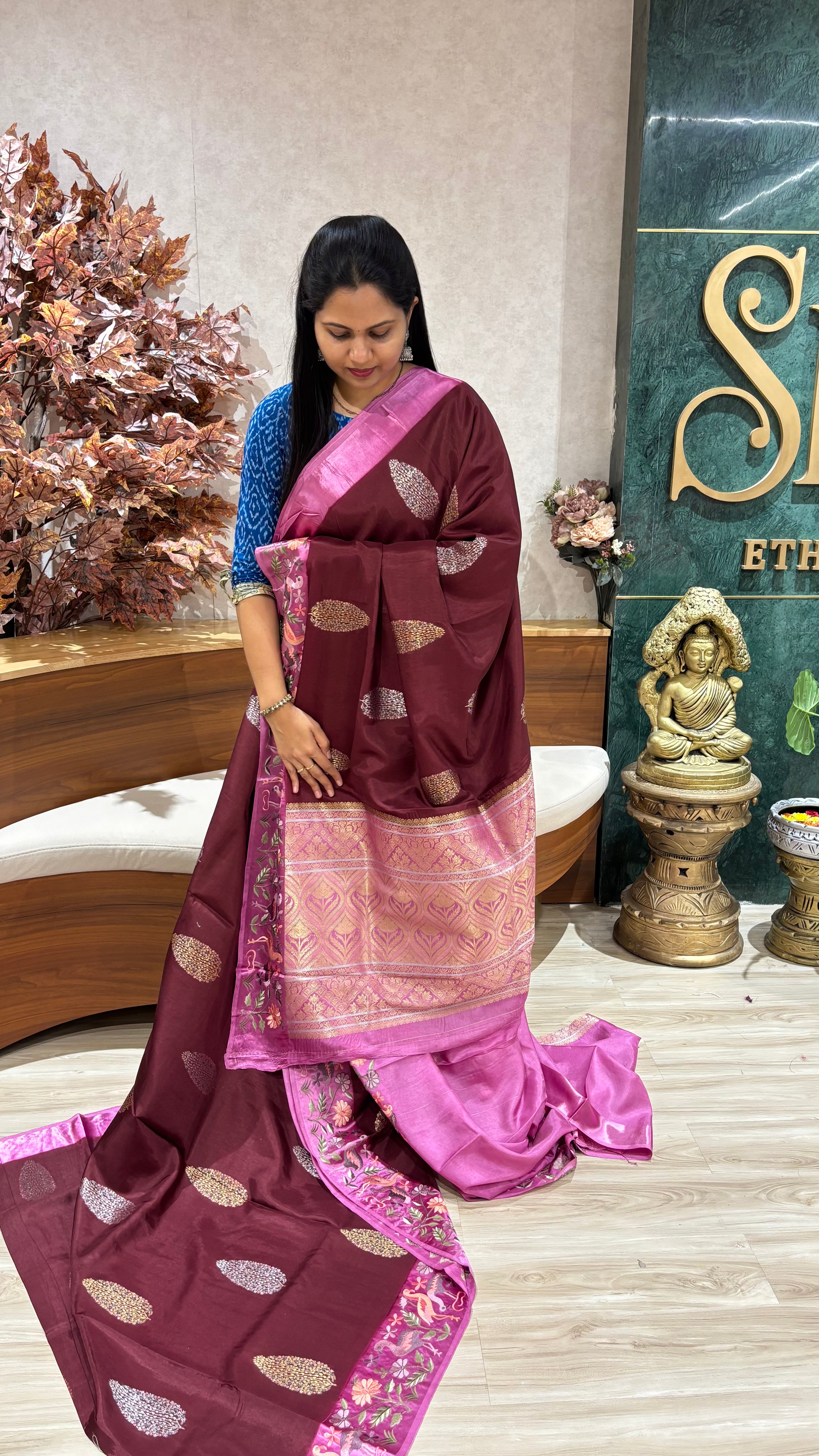Russian silk mashru work borders