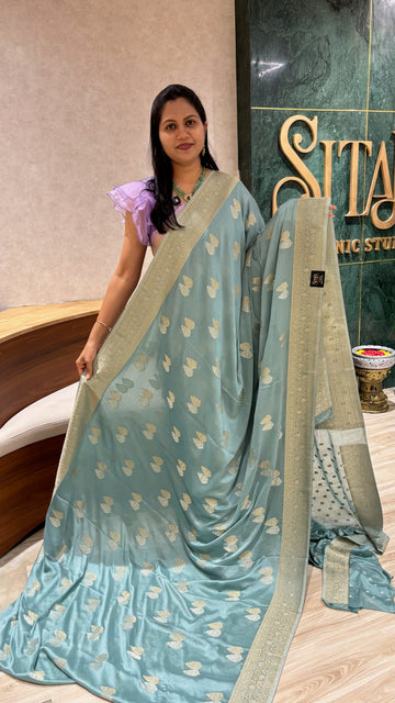 Pure georgette pastel blue