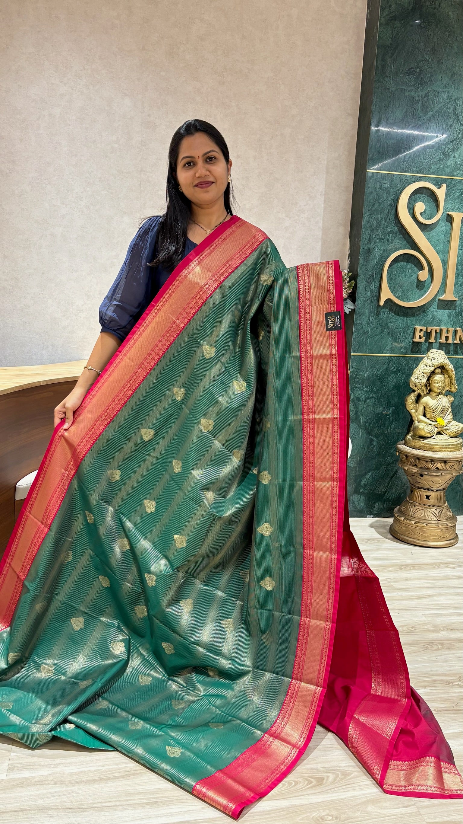 Semi kanchi bottle green