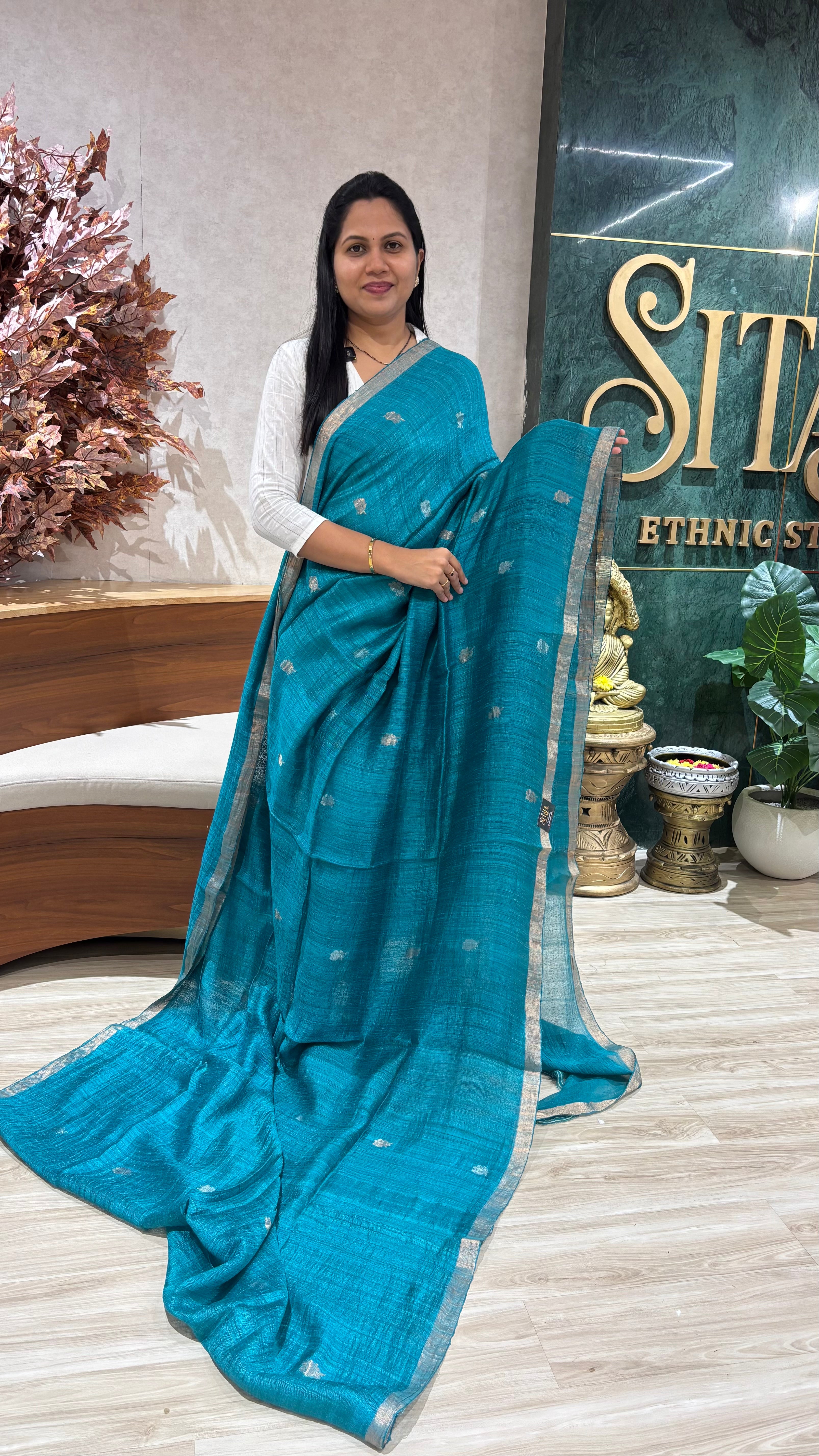 Pure matka silk sea green