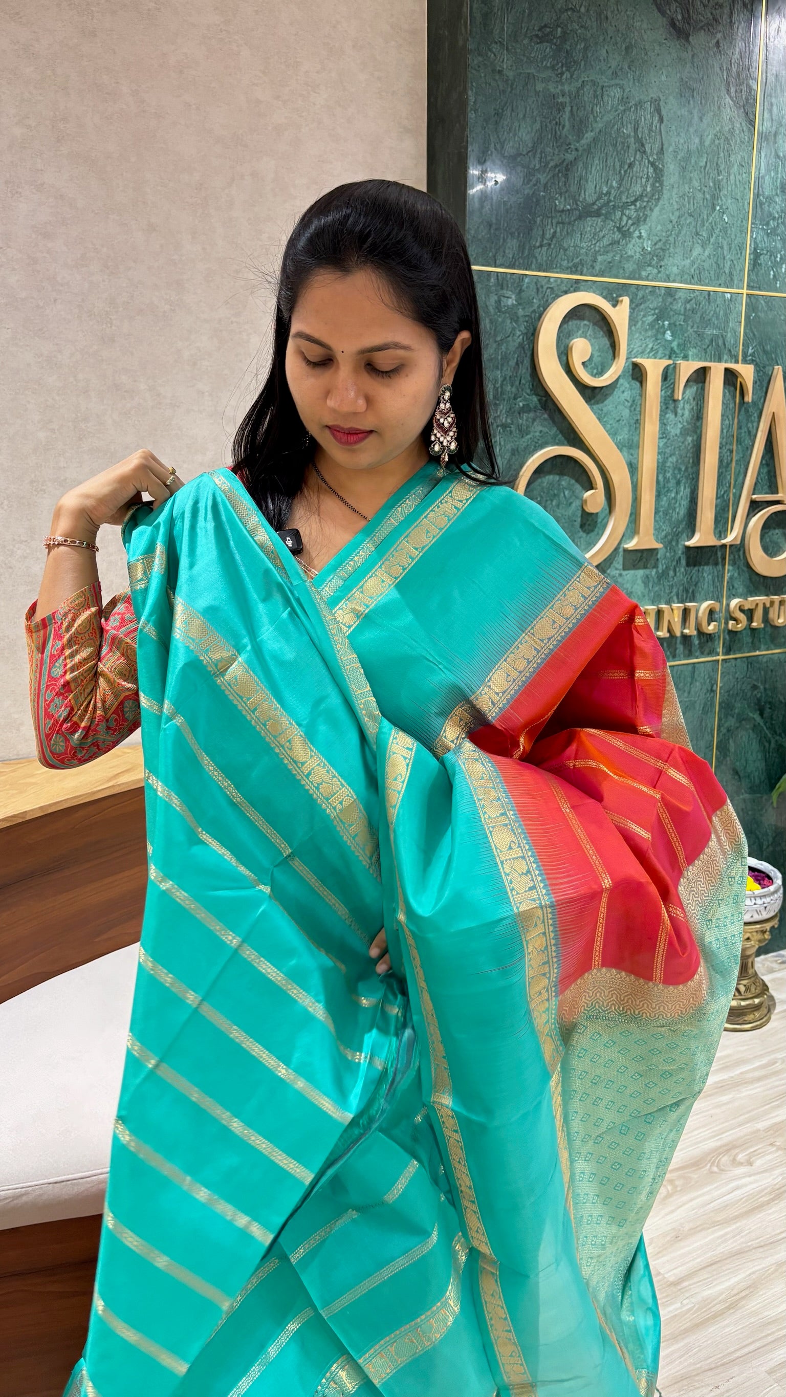 Kanchi pattu pink-seagreen