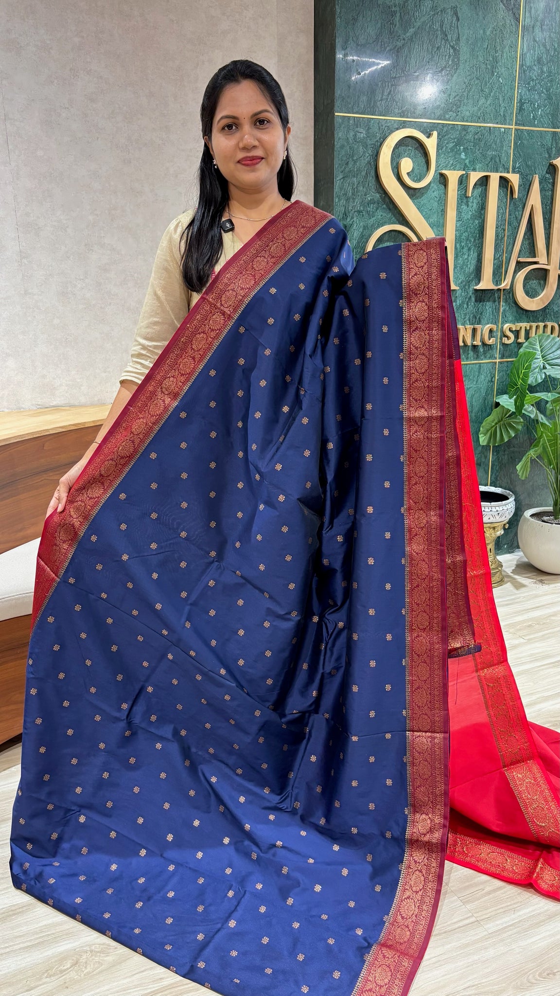 Fancy banaras navy blue