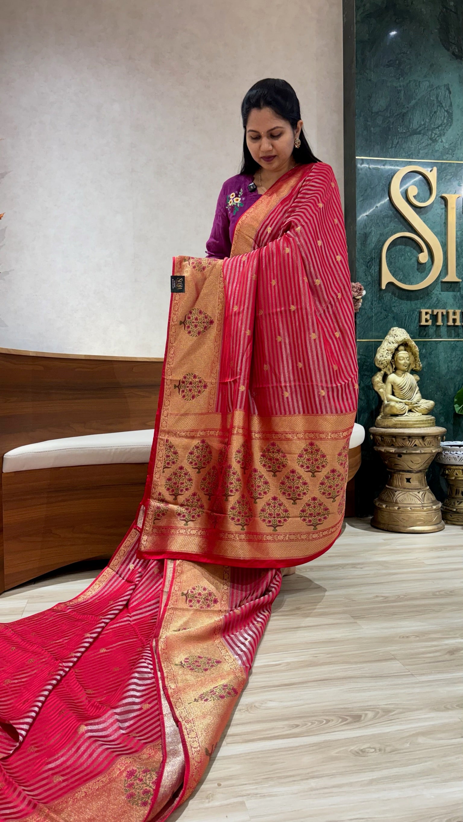 Mashru georgette red