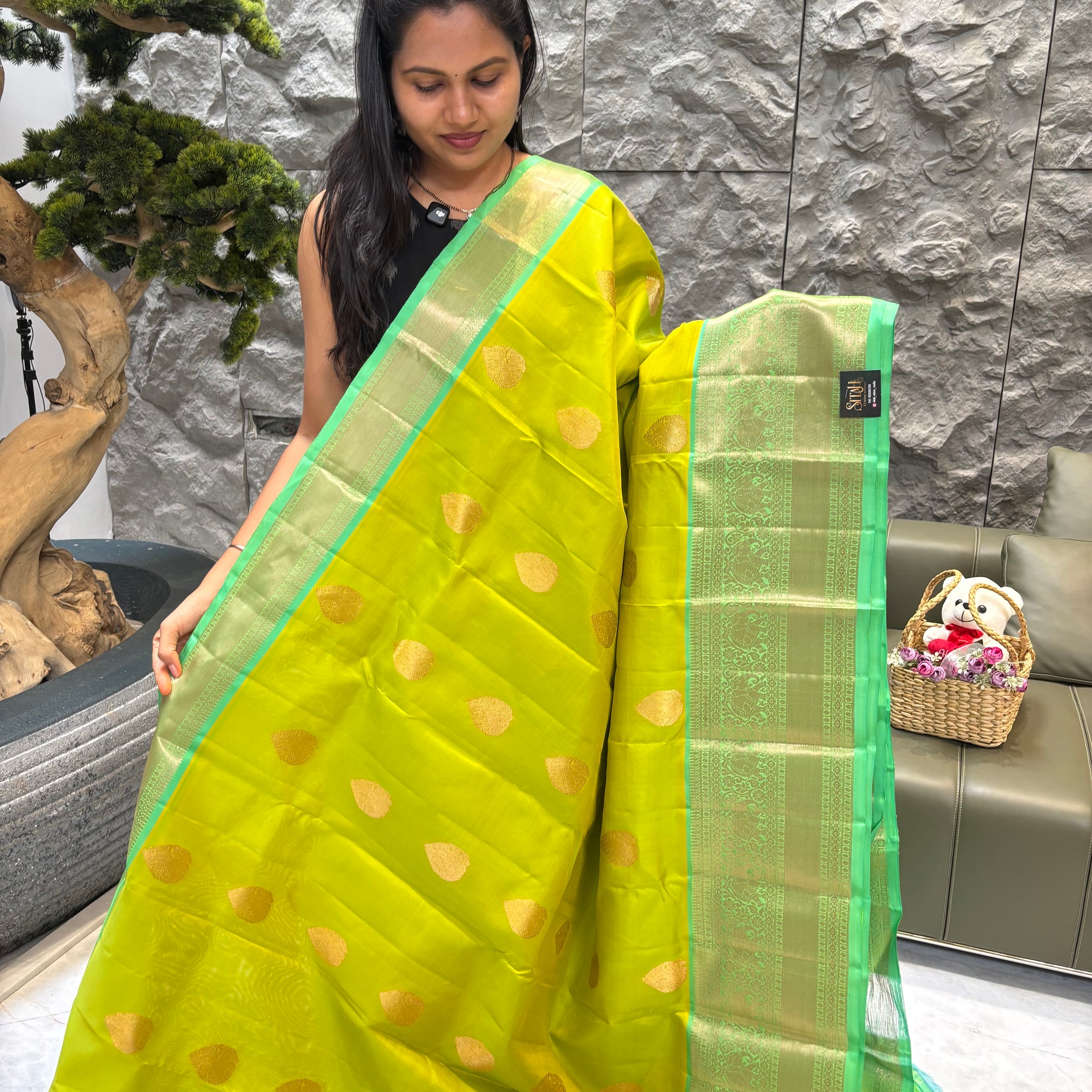 Kanchipattu parrot green -sea green