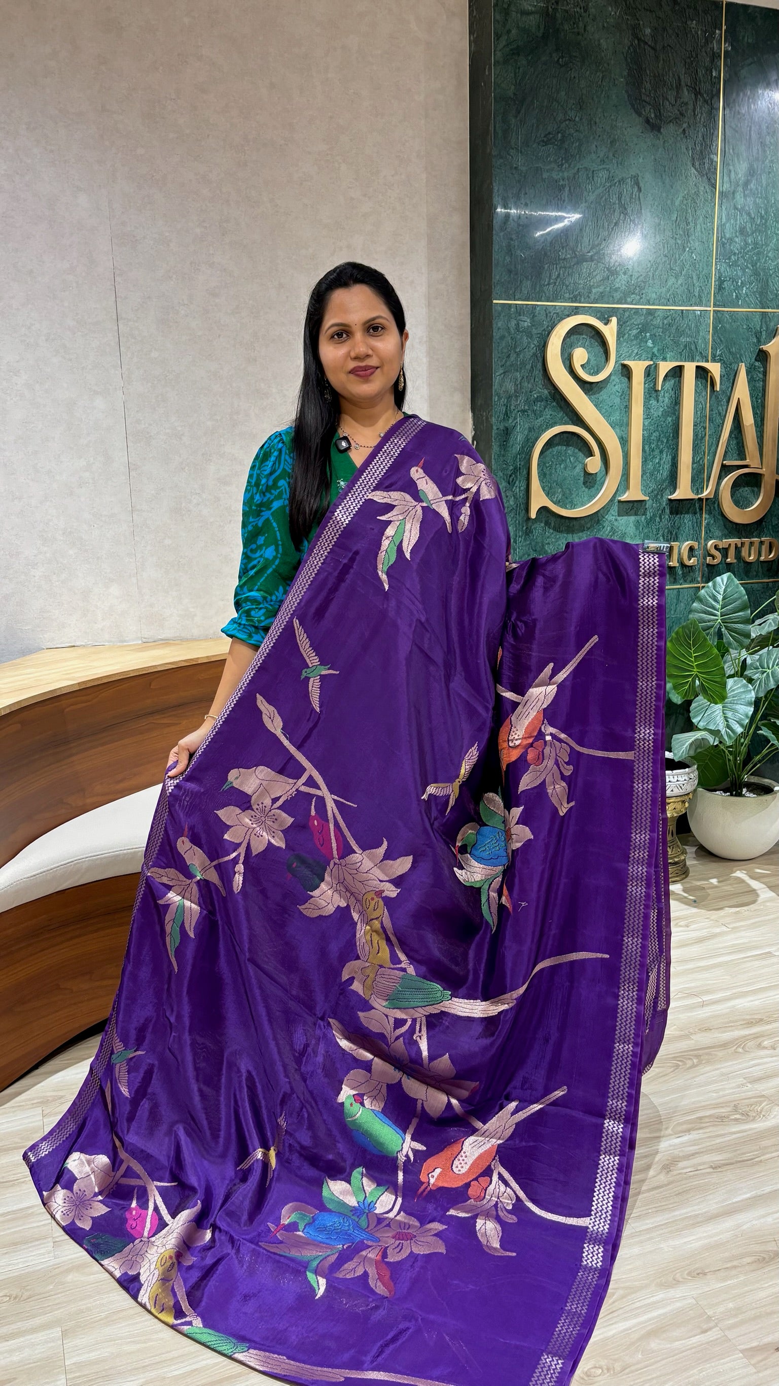 Paper silk paithani pallu