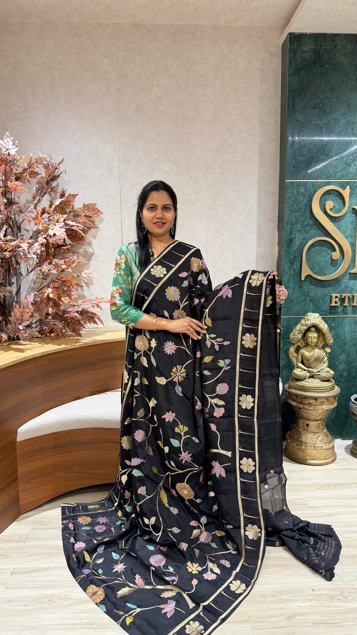 Pure georgette jhamdani black