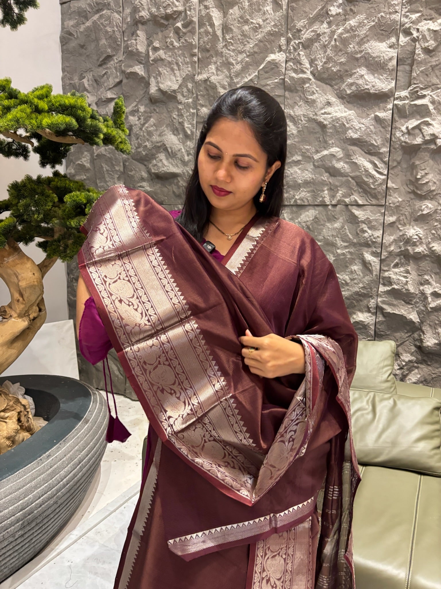Handloom mangalagiri  pattu brown