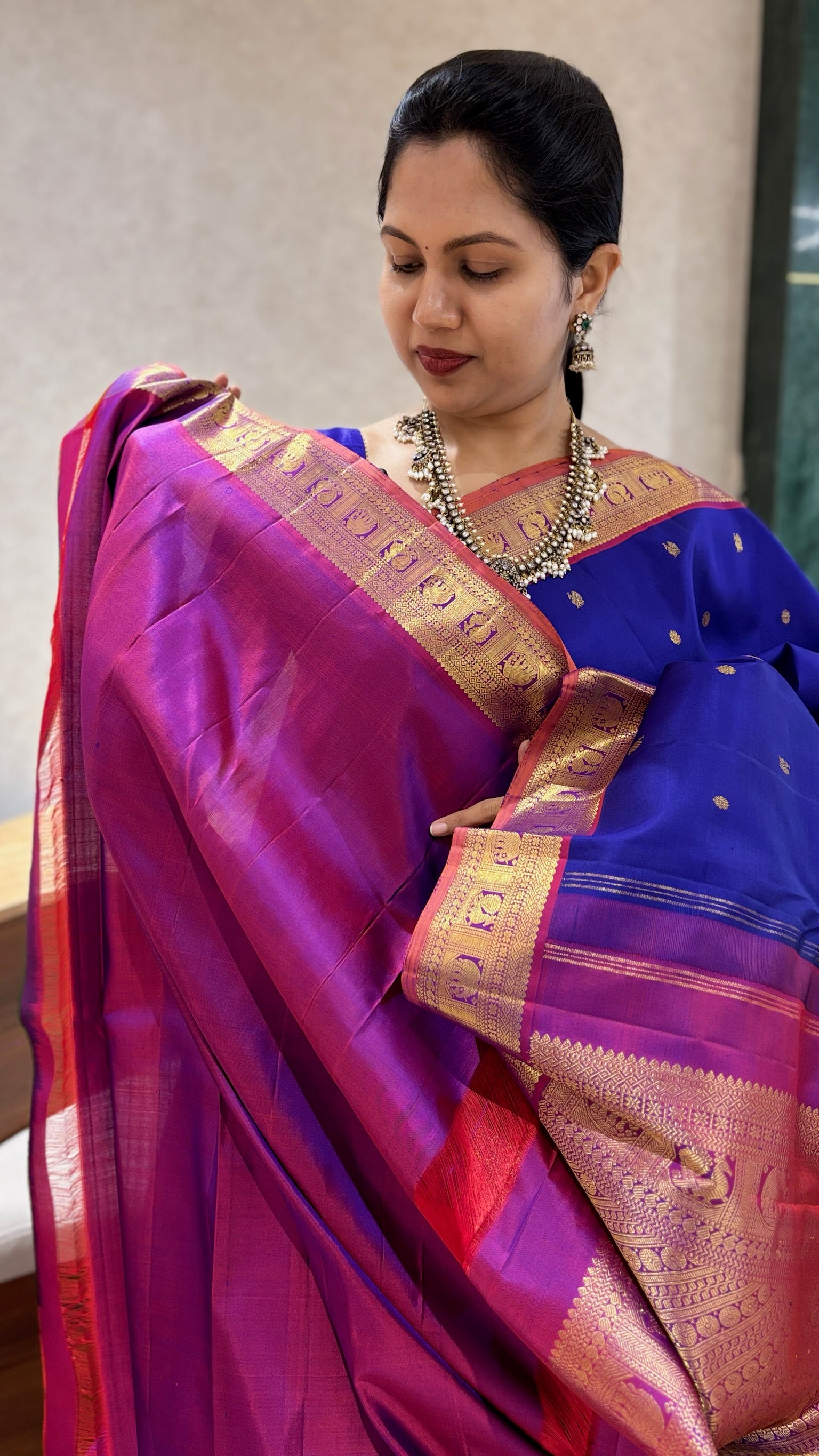 Handloom Kanchi pattu blue