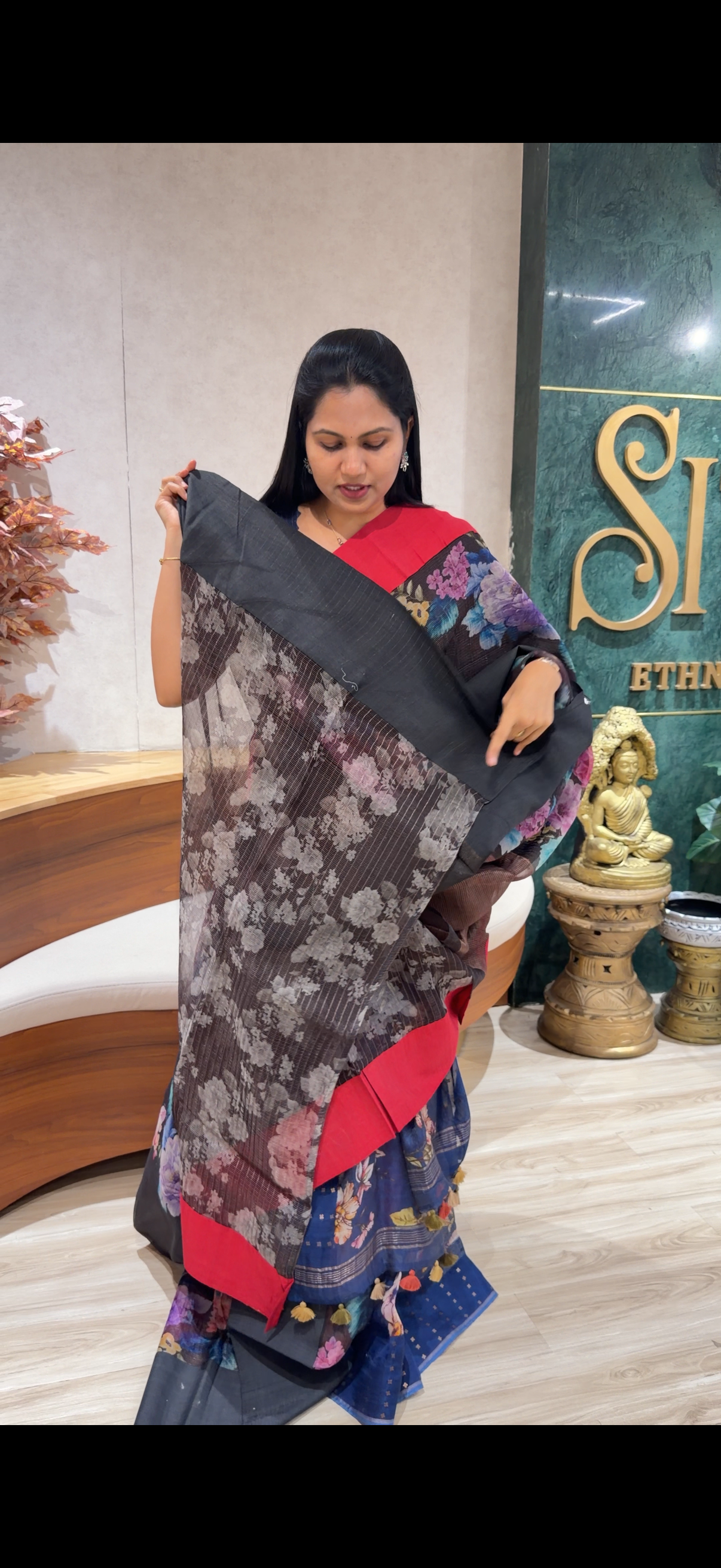 Muslin kora designer saree