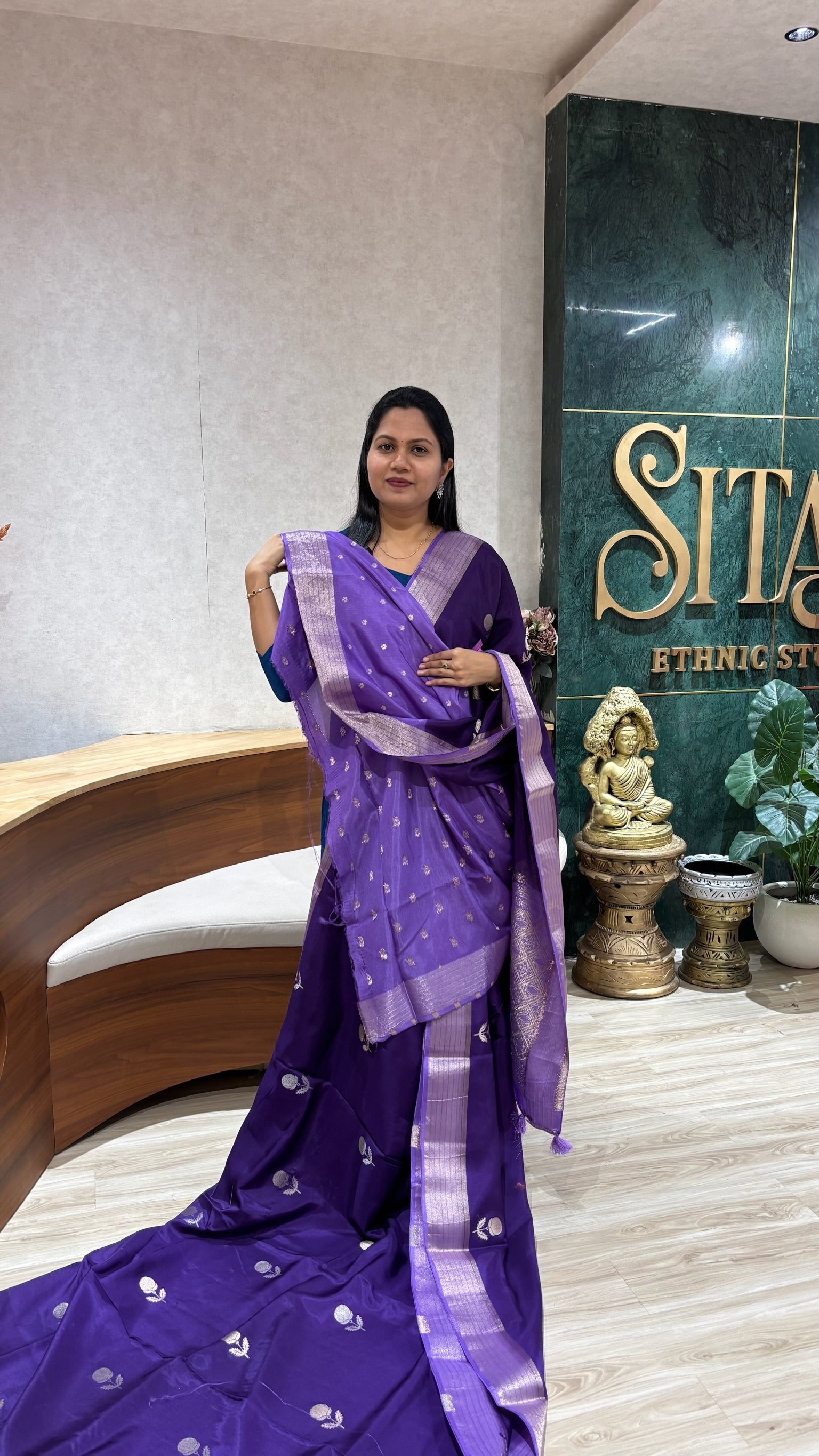 Tussar georgette purple