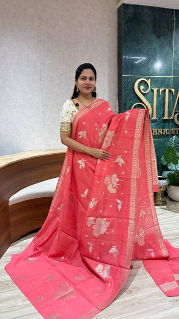 Tussar georgette peach