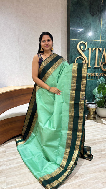 Handloom Kanchi pattu green