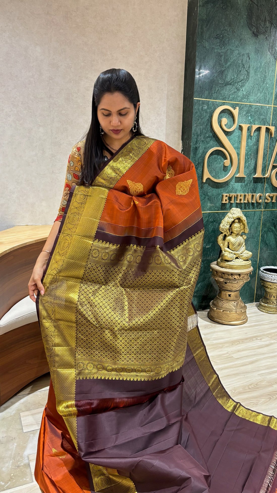 Handloom kanchi rust