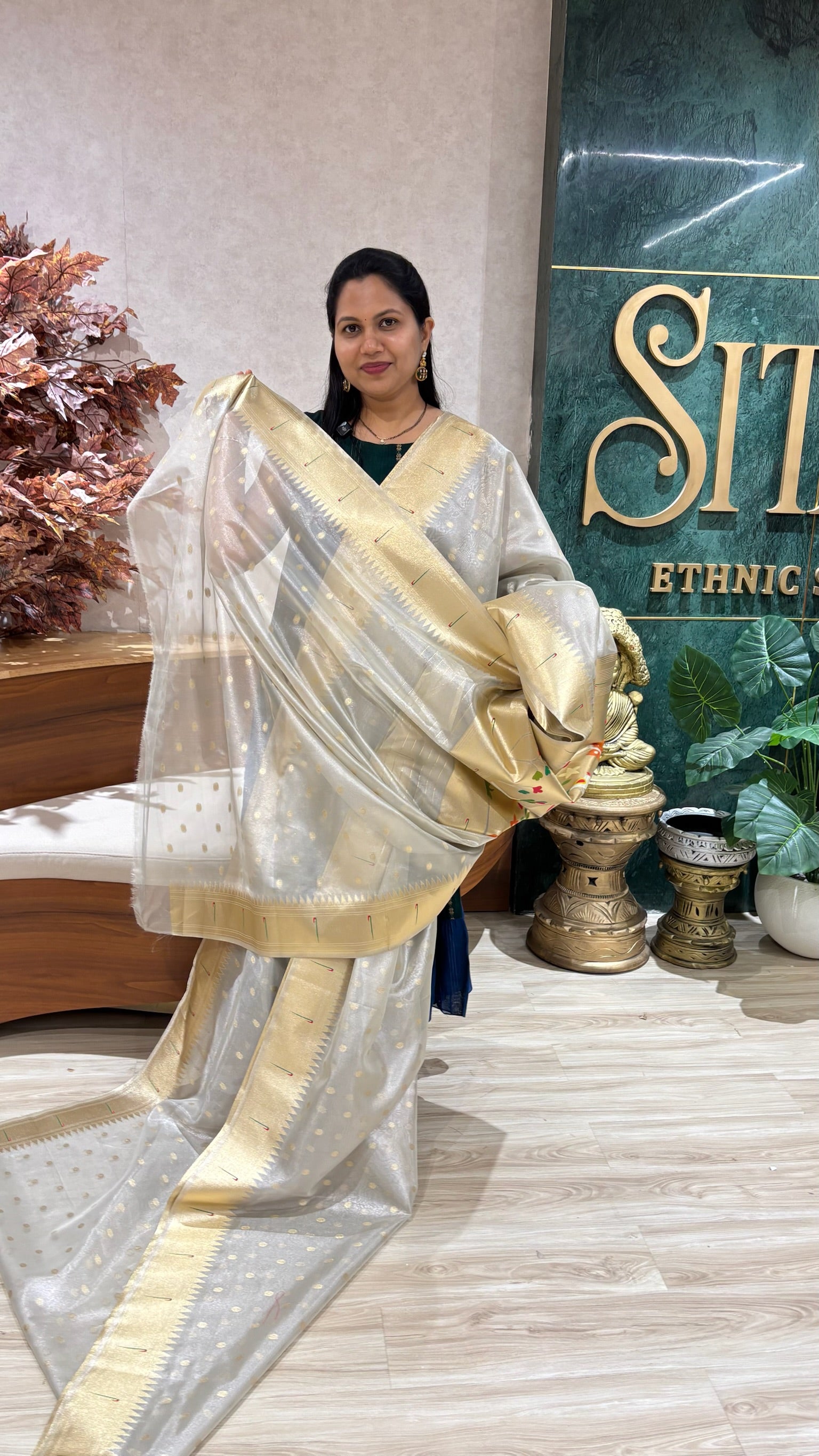 Tissue paithani silver