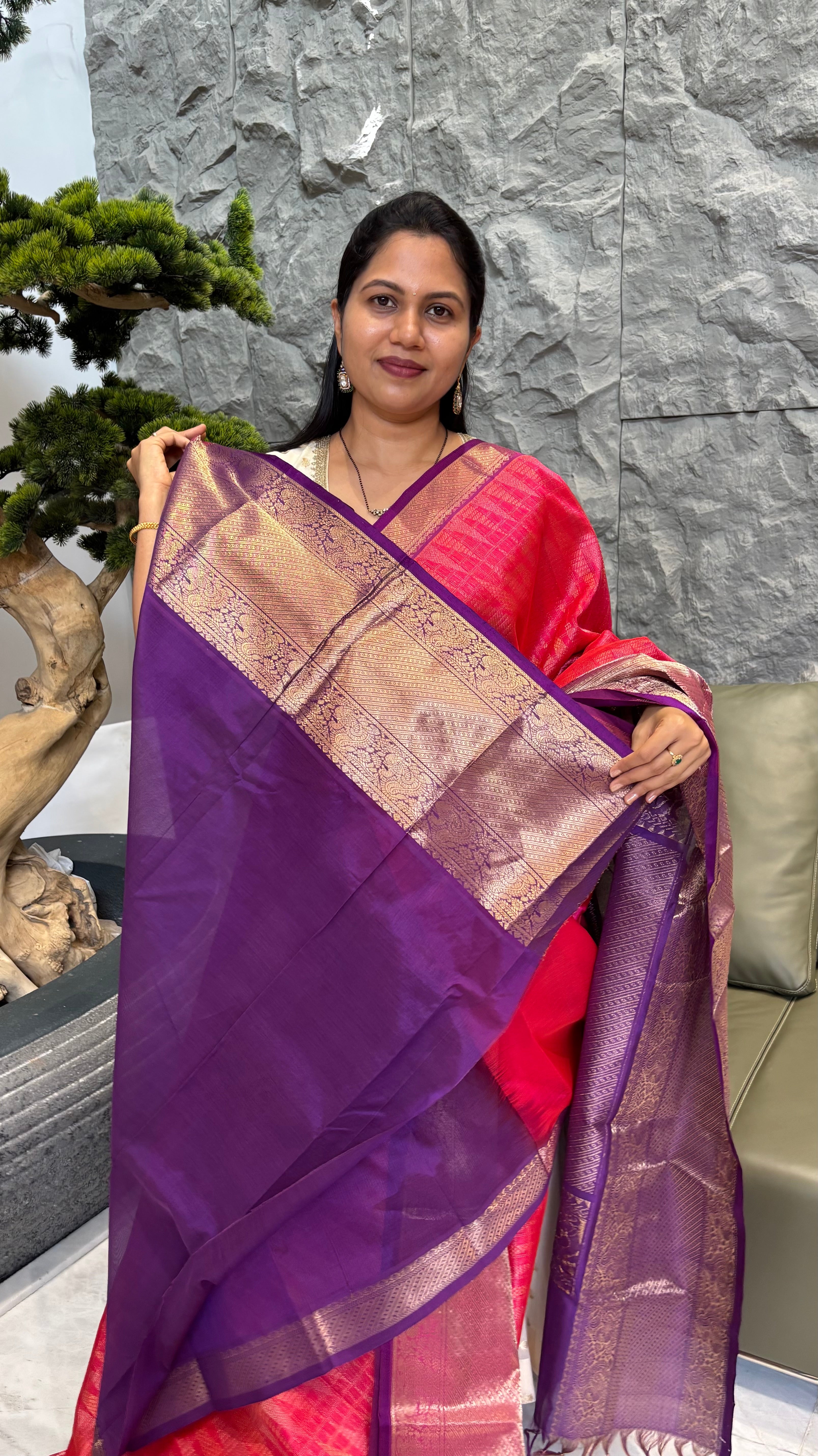 Mangalagiri pattu pink purple