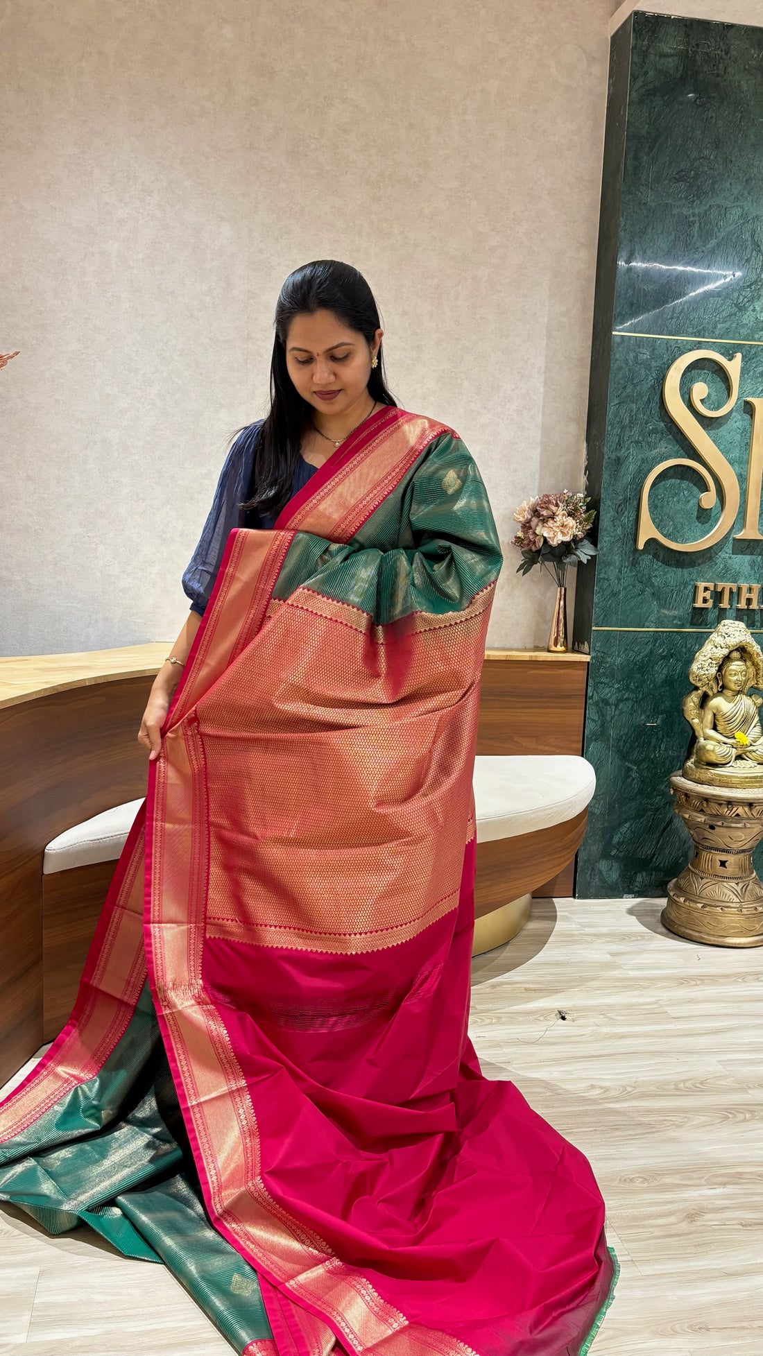 Semi kanchi bottle green