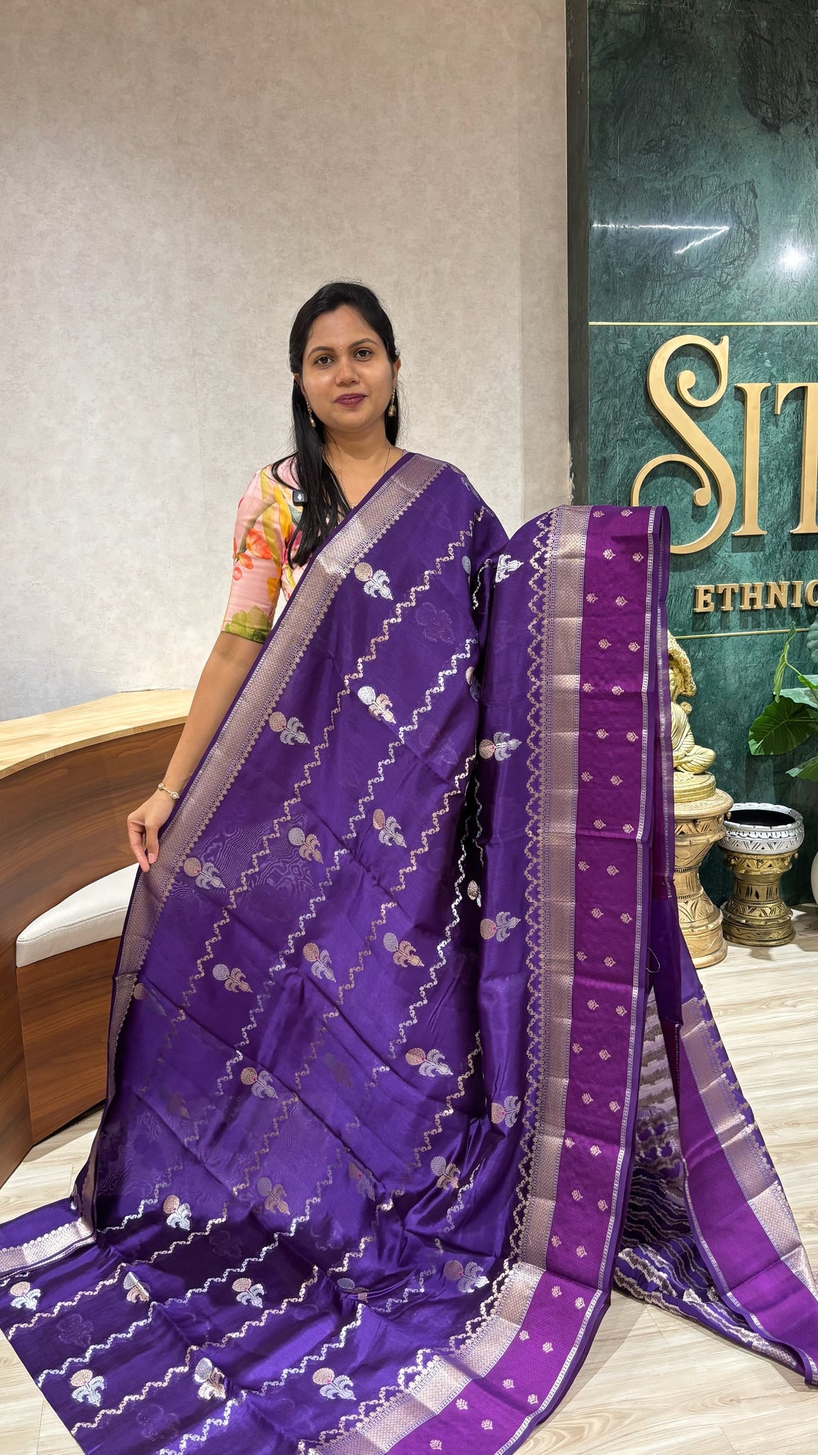Pure Chanderi saree purple