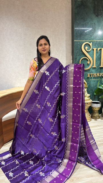 Pure Chanderi saree purple