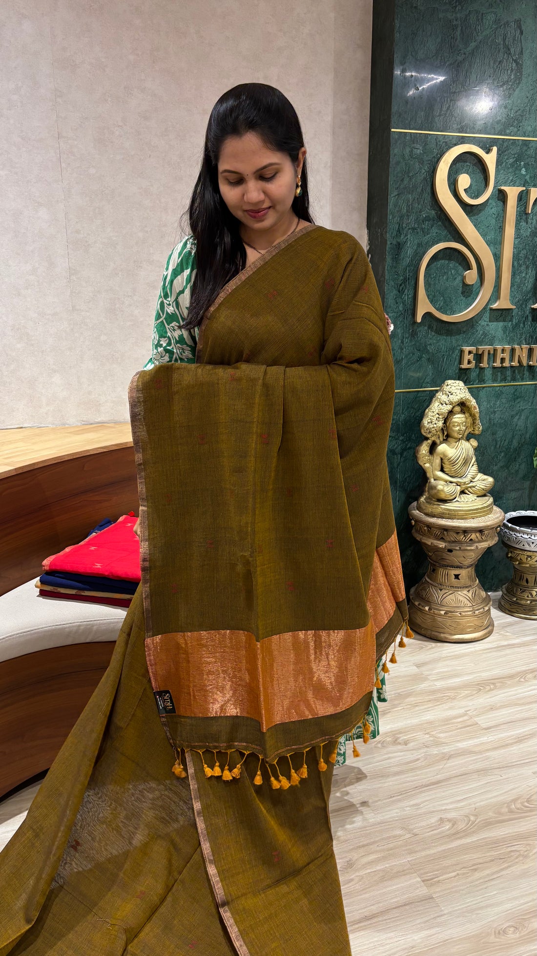 Mul cotton khaki color