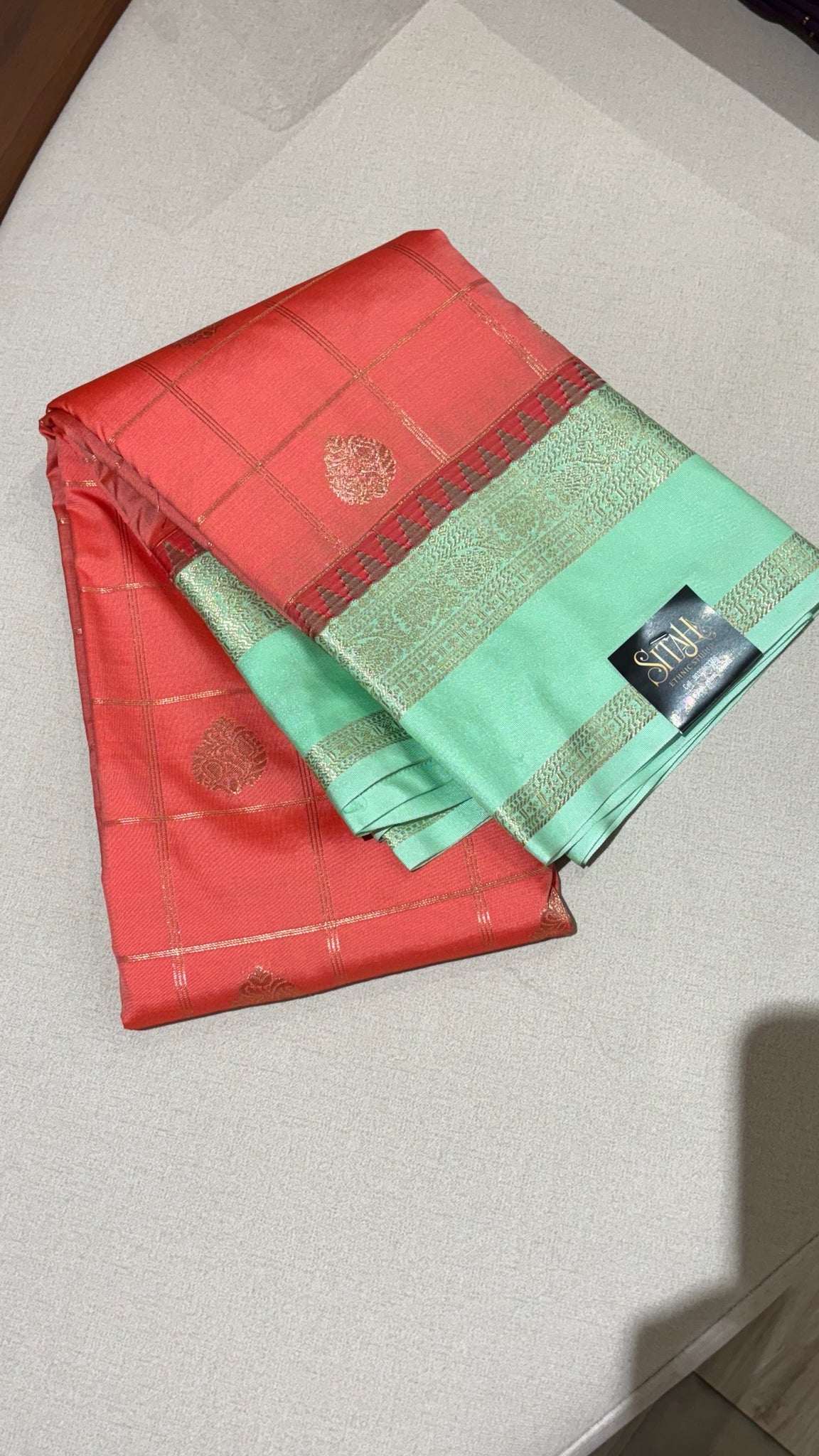 Semi kanchi pattu peach