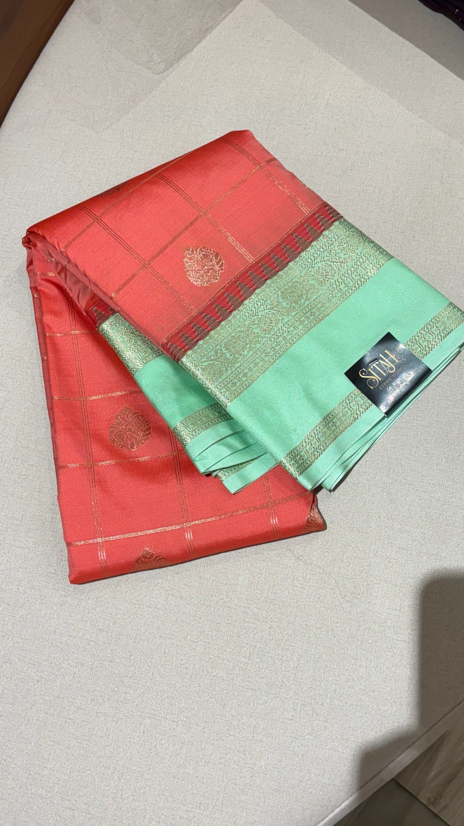 Semi kanchi pattu peach