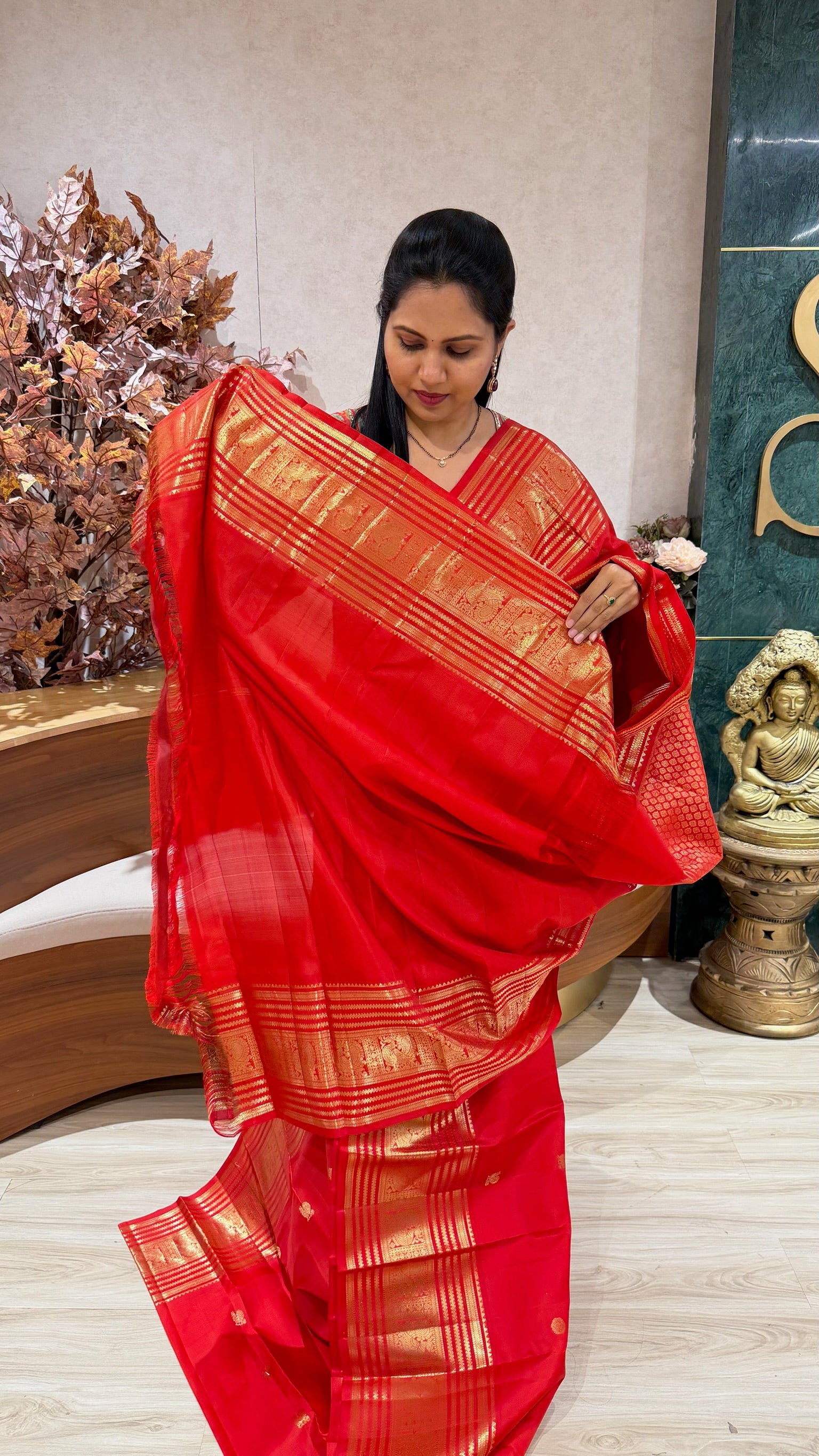 Handloom Kanchi pattu red