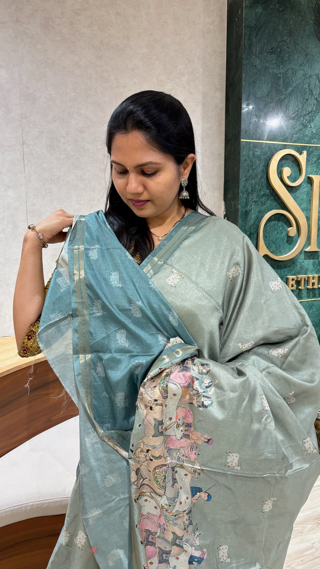 Tussar pitchwai blue