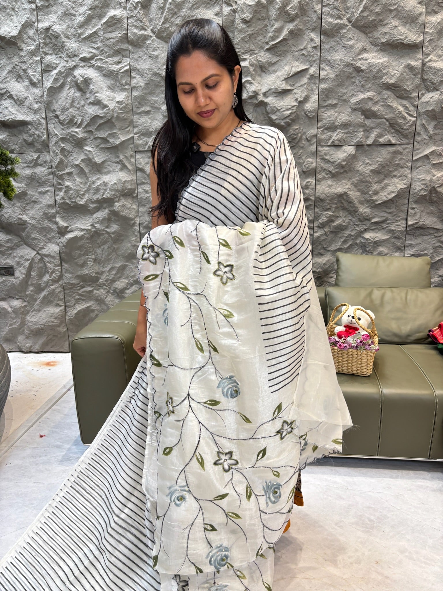 Fancy saree white