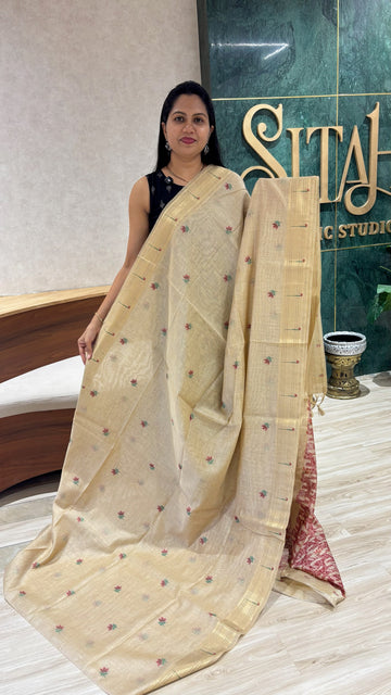 Munga cotton paithani beige