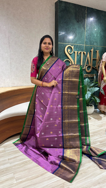 Handloom gadwal pattu with kanchi borders