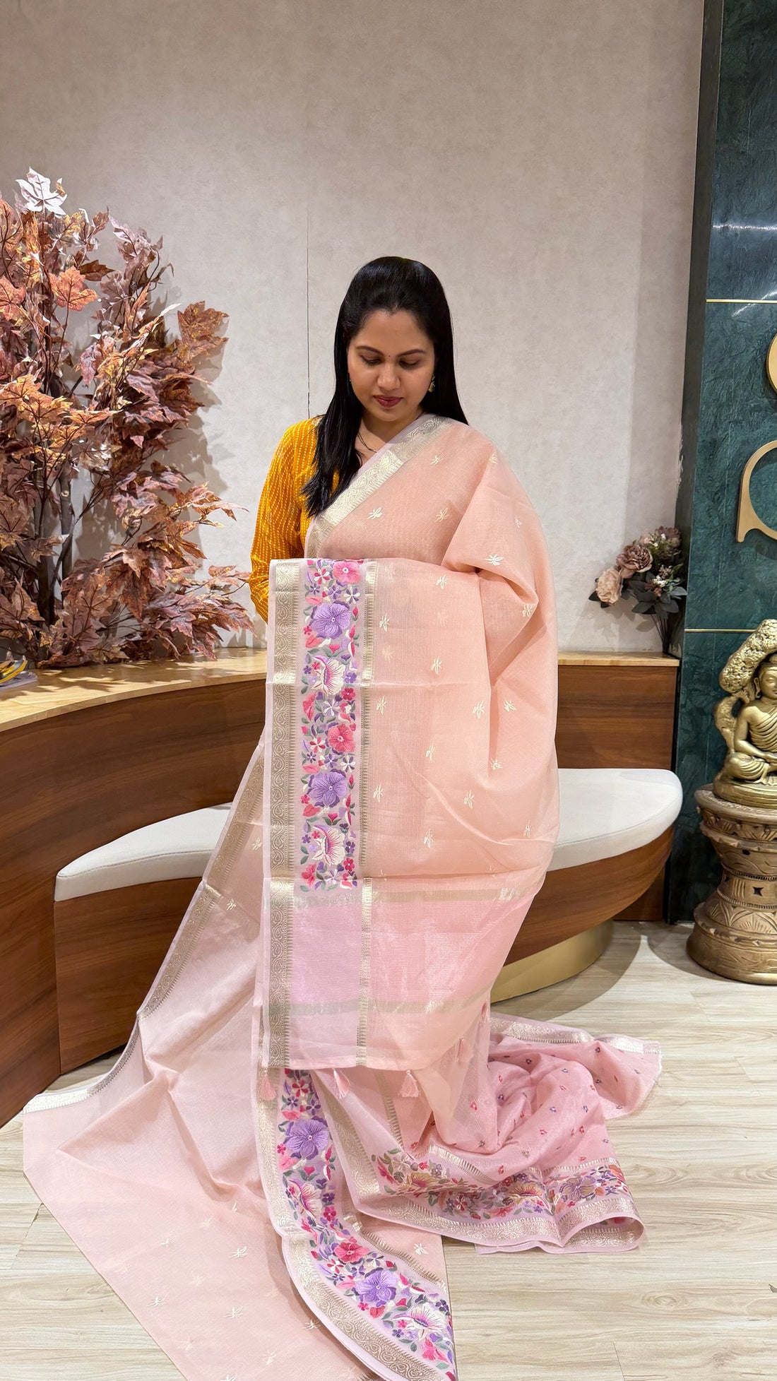 Kota embroidery babypink