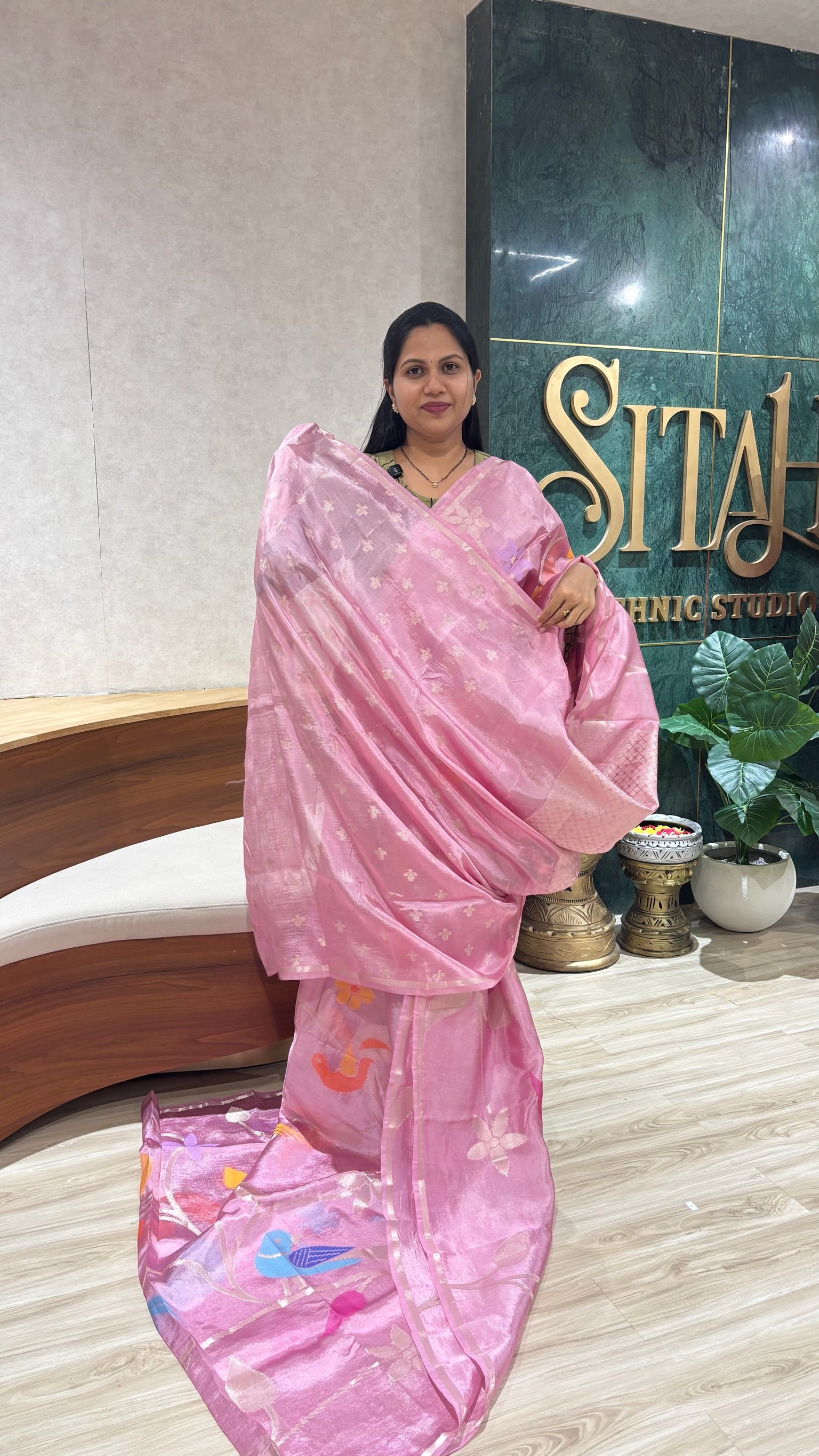 Paper silk allover baby pink