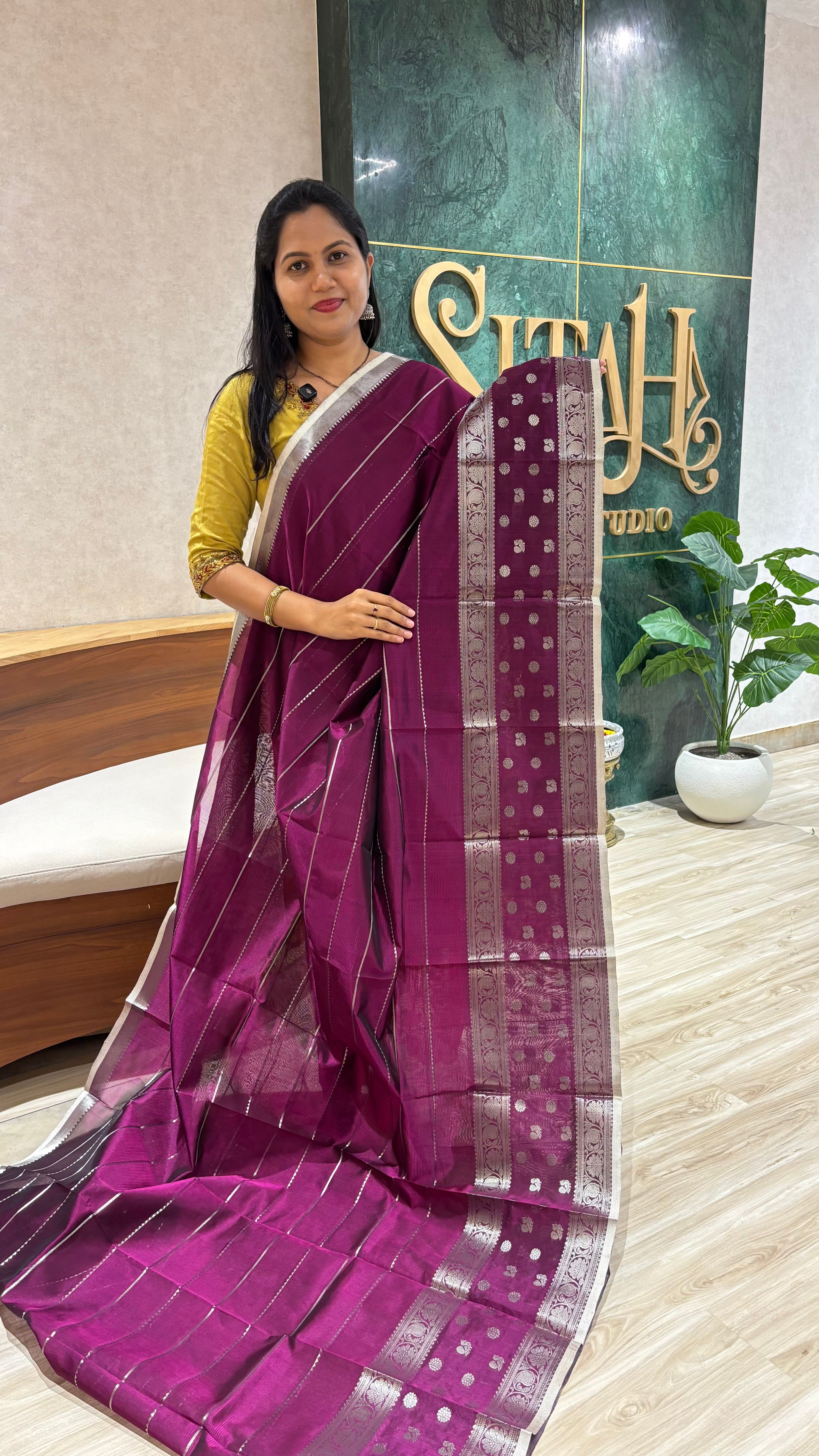 Handloom Mangalagiri pattu magenta