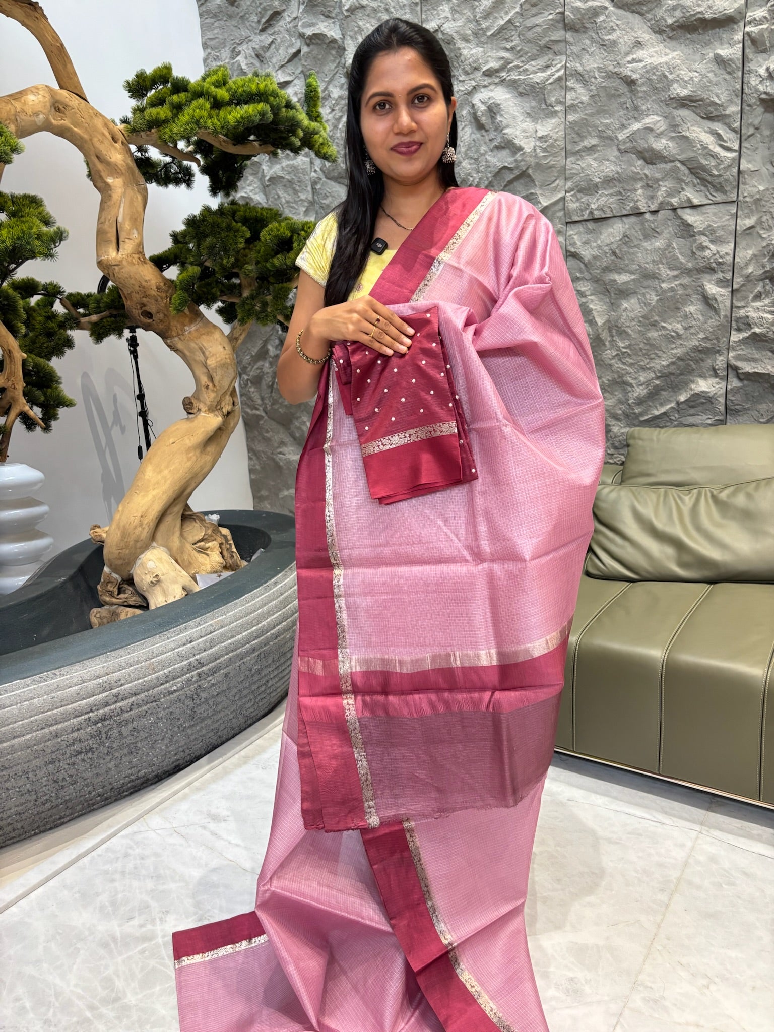 Tussar kota with buttablouse