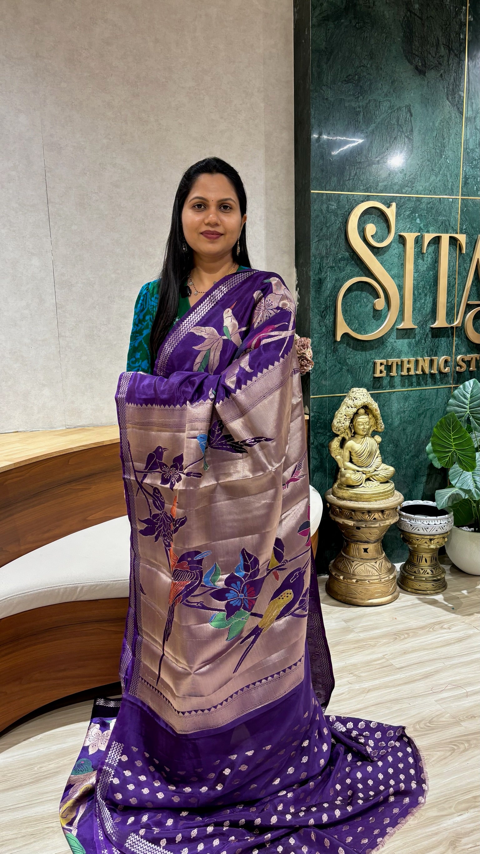 Paper silk paithani pallu