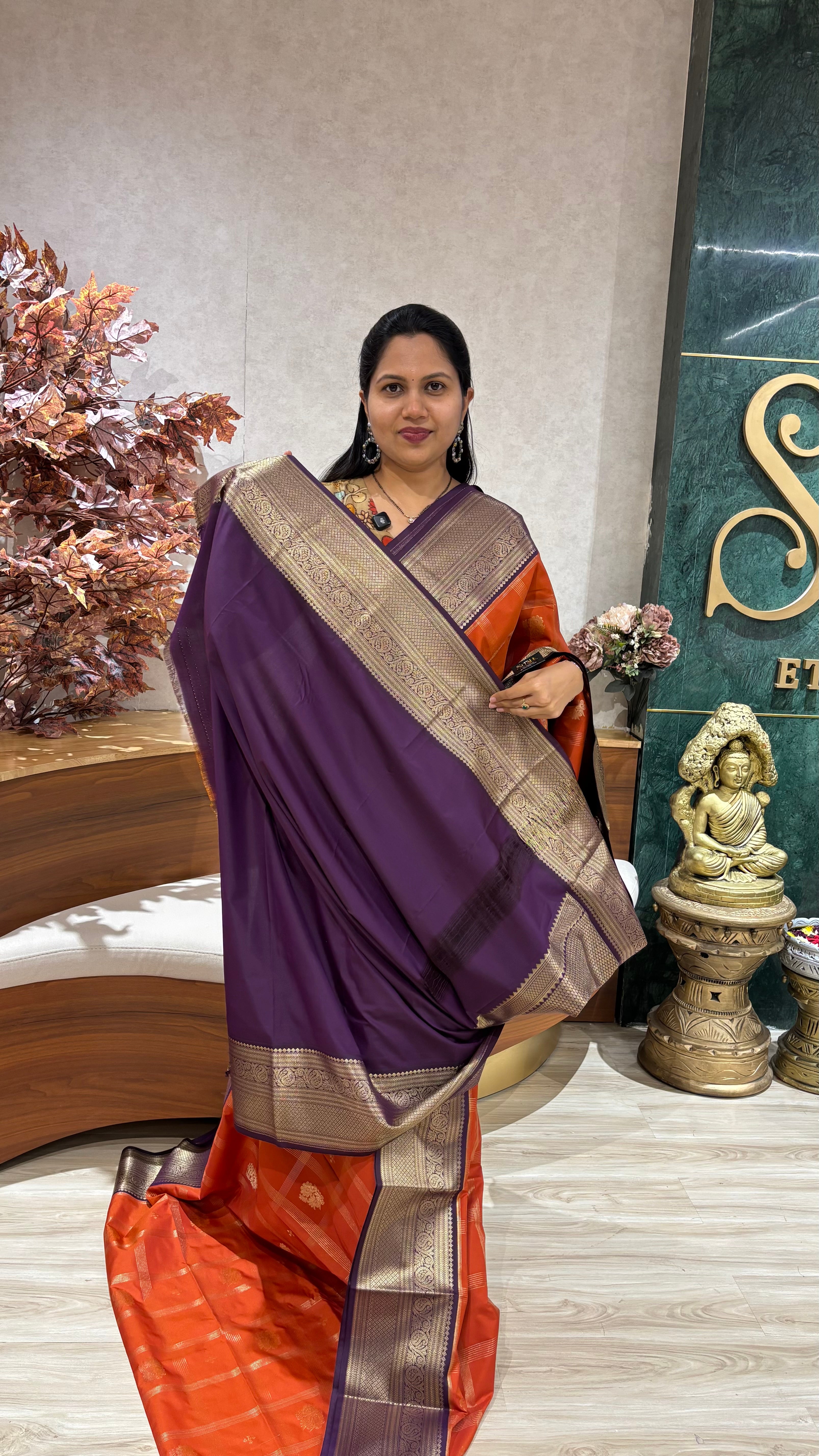 Semi kanchi rust purple