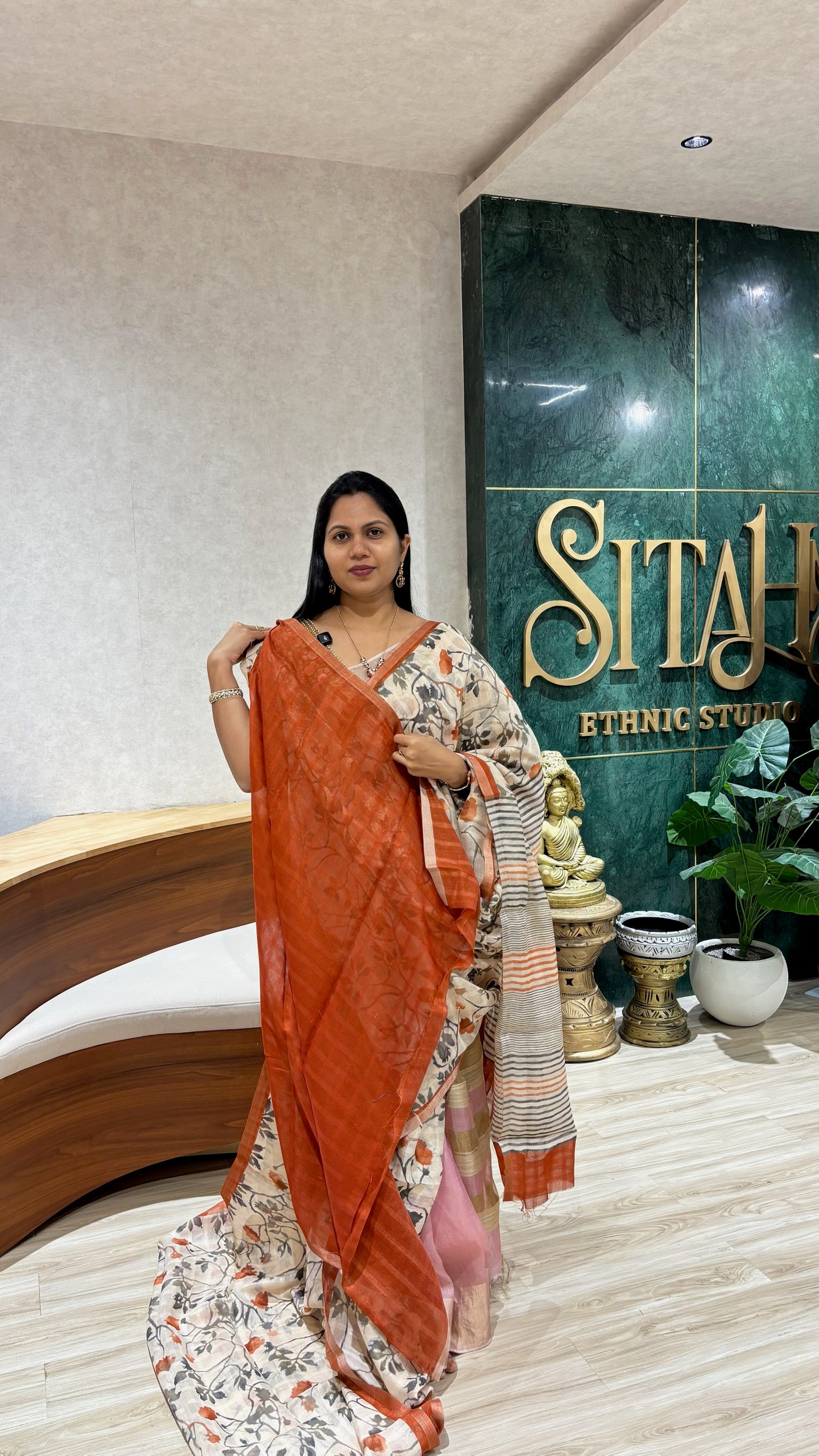 Casual printed tussar saree