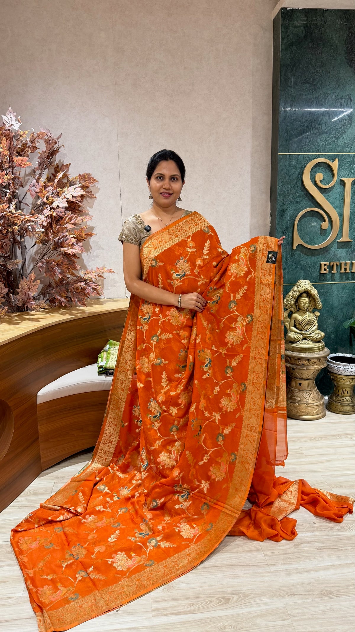 Banaras georgette orange