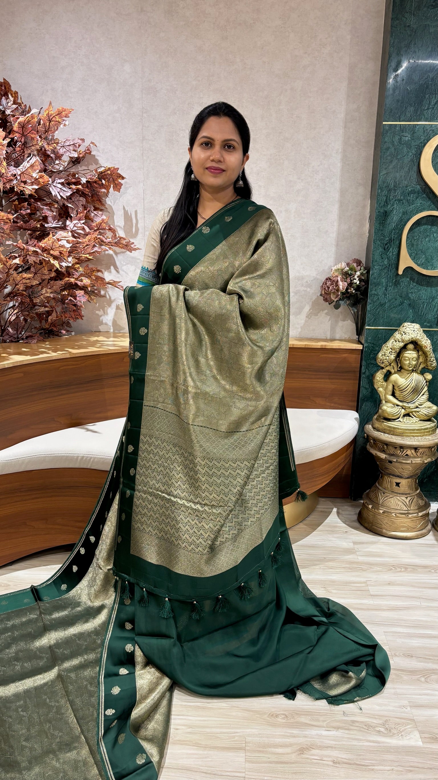 Mashru brocade green