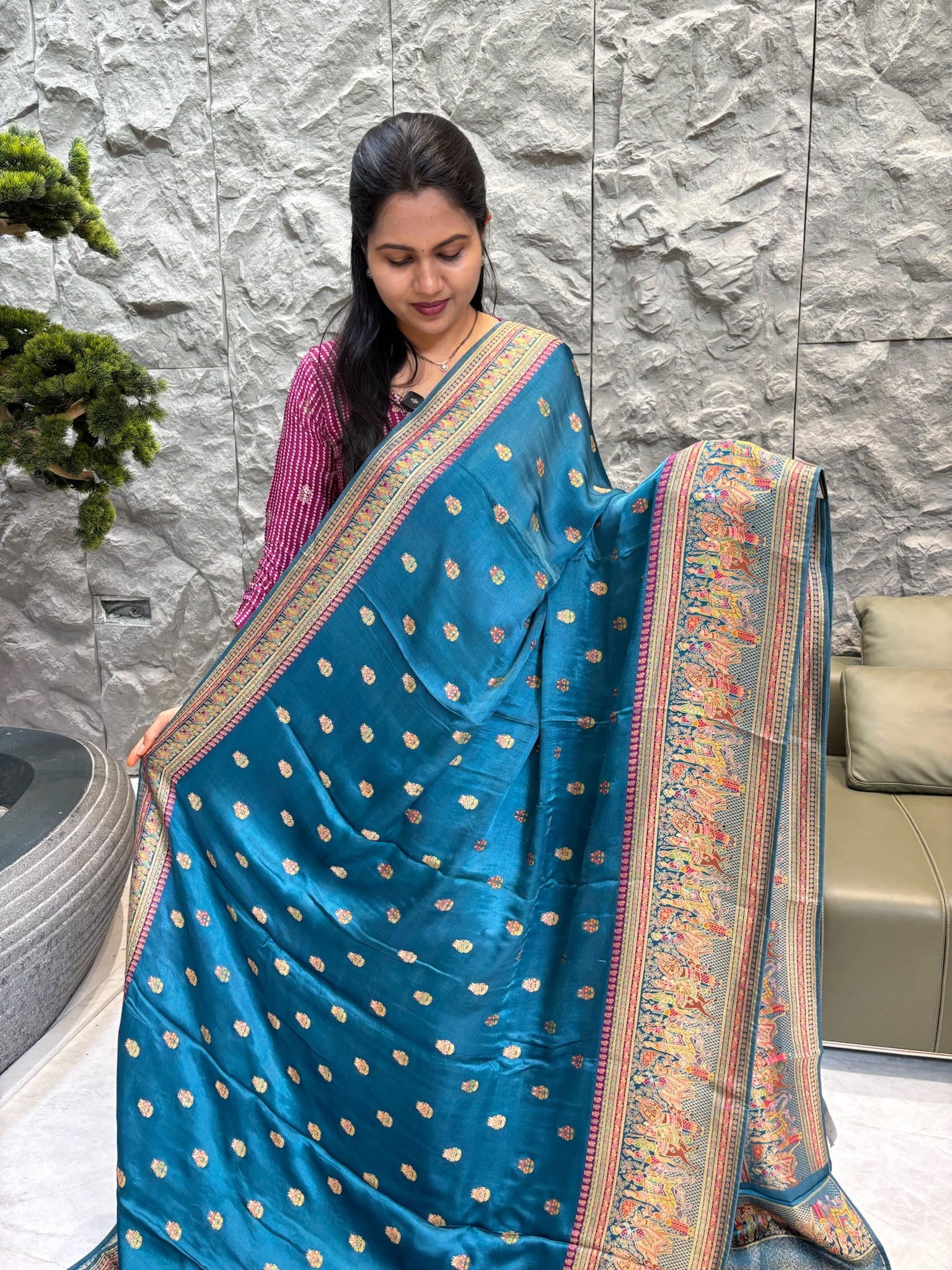 Teal Blue pashmina silk