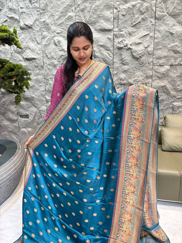 Teal Blue pashmina silk