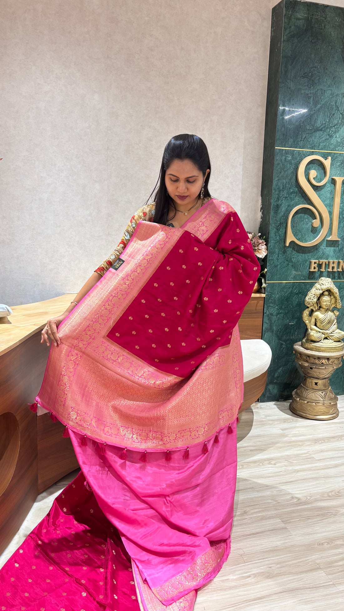 Raw silk sarees pink