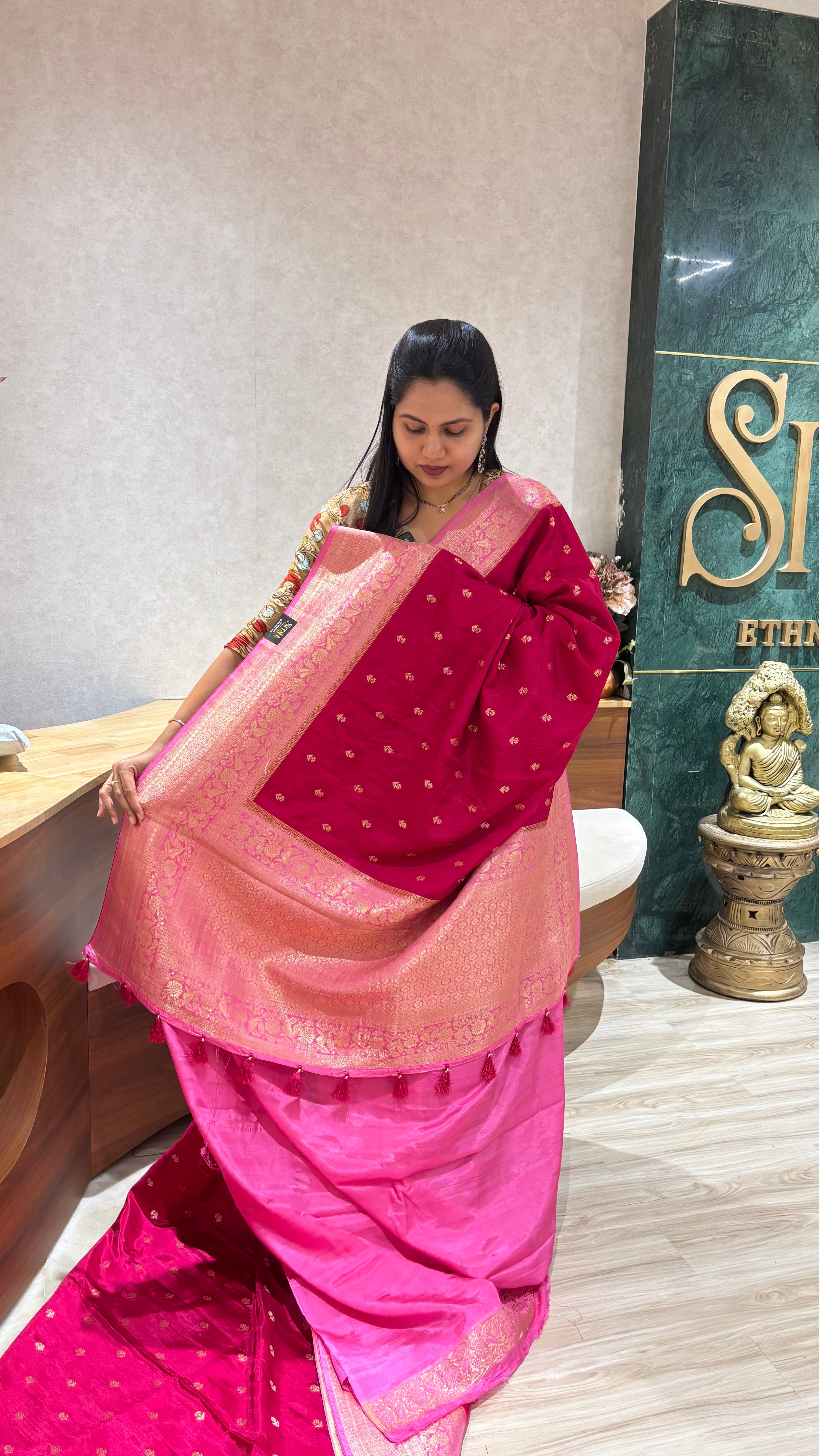 Raw silk sarees pink