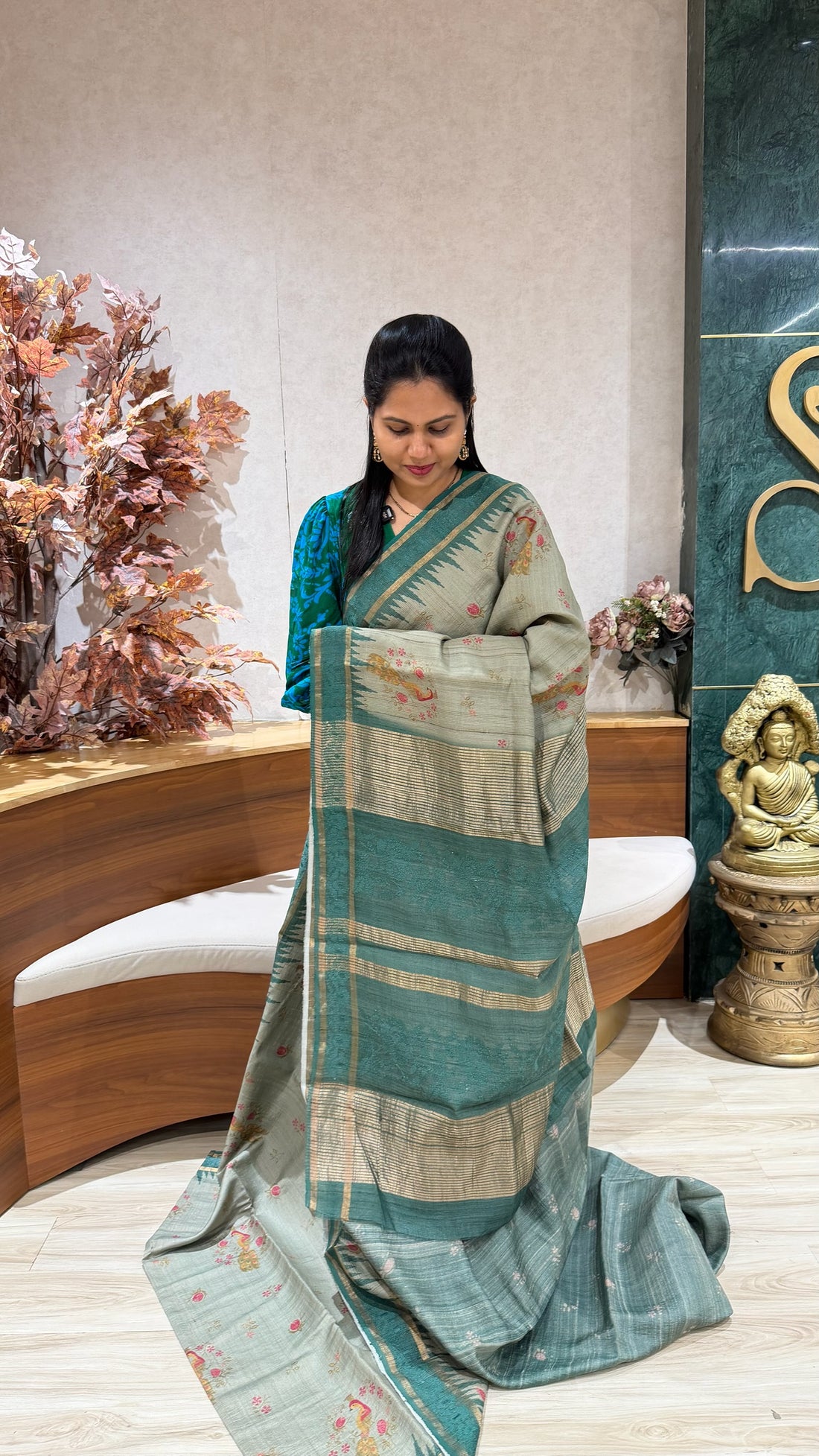 Pure tussar embroidery