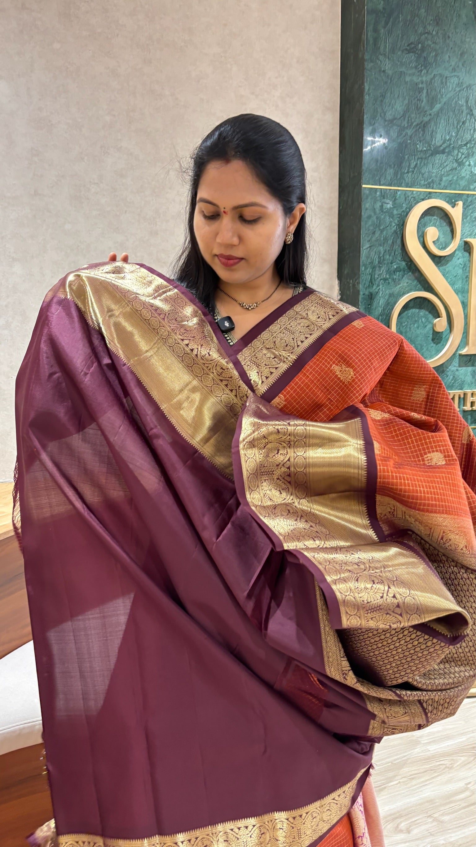 Handloom kanchi pattu rust